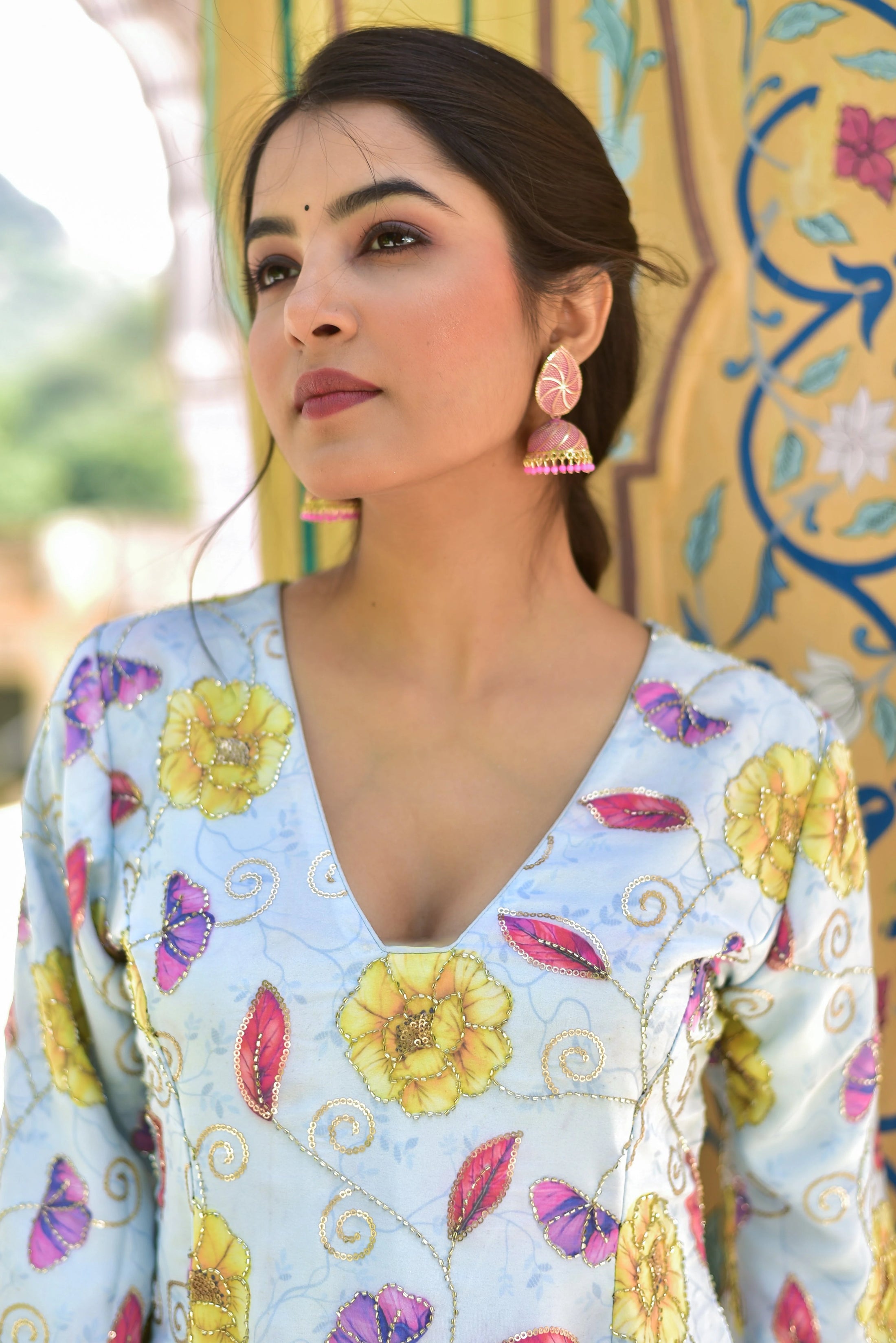 The Blue Morning Mist Floral Kurta Set - gallery view 19