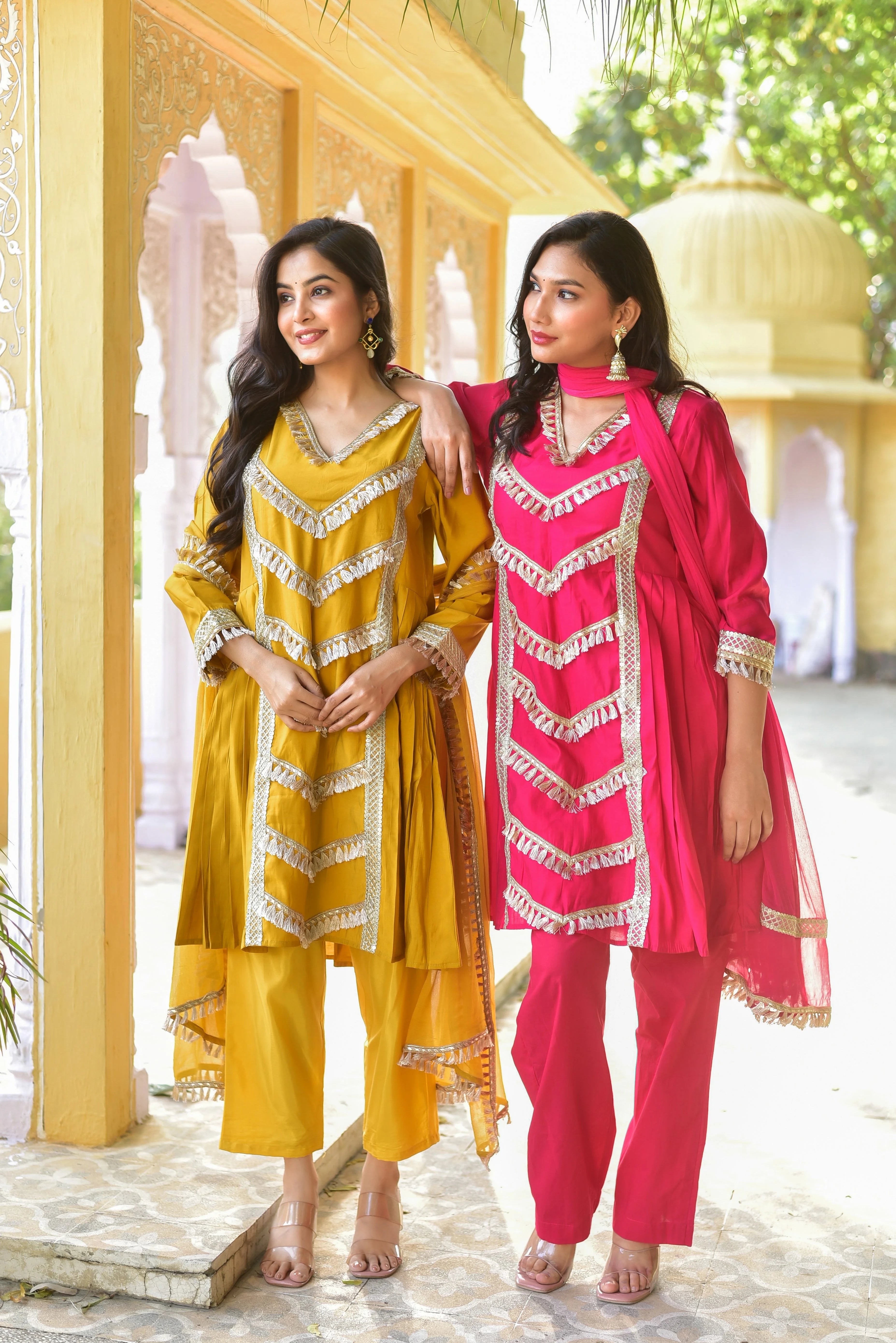 The Yellow Gold Kurta & Pant Set is a stunning ensemble that embodies the perfect blend of traditional elegance and modern sophistication. Crafted with intricate attention to detail, this set features a vibrant yellow gold hue that exudes warmth and energy, making it an ideal choice for any festive occasion.
The kurta boasts a classic A-line silhouette, accentuated by a high neckline and long sleeves that add a touch of modesty and grace.