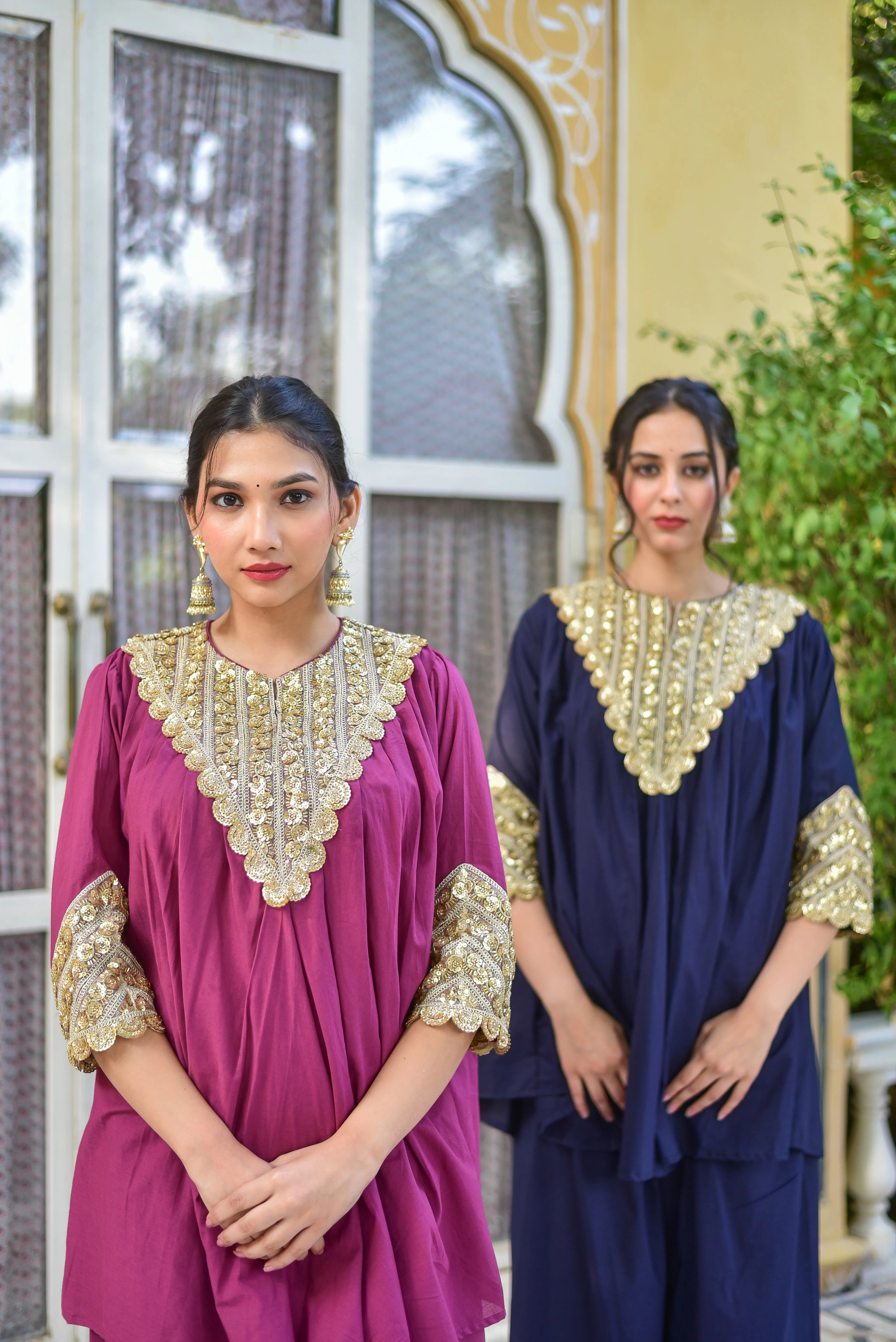 The Mulberry Gold Glaze Co-Ord Set is a stunning ensemble that exudes elegance and sophistication. Crafted from 100% pure cotton, this luxurious set drapes beautifully while ensuring all-day comfort and breathability. The mulberry-colored fabric adds a touch of warmth and depth to the overall look, while the gold glaze accents elevate the style to new heights. This co-ord set is perfect for making a statement at any occasion, whether it's a formal event or a casual gathering.