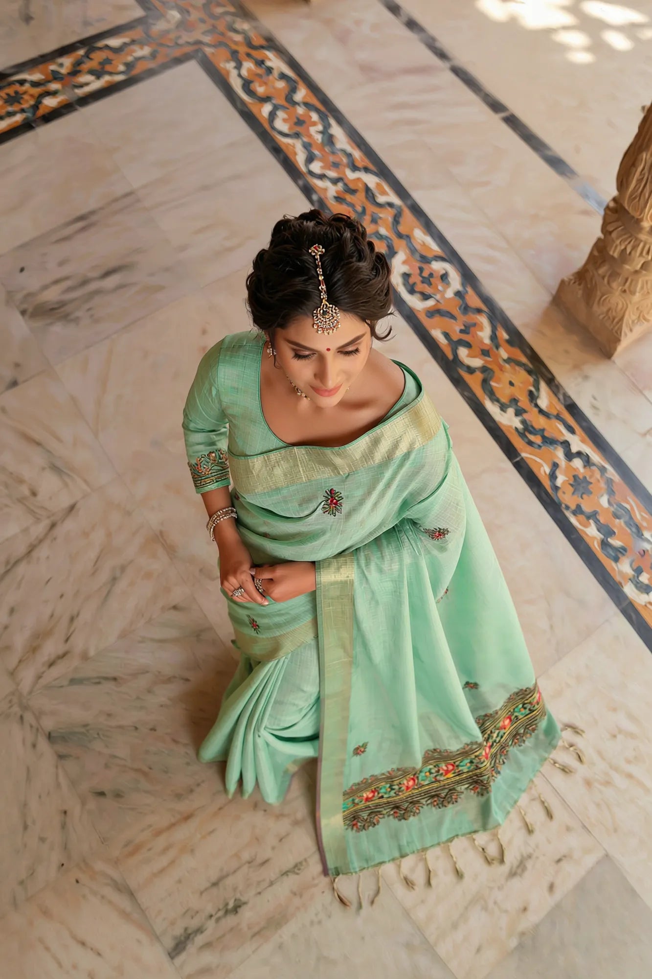 Premium Sea Green Saree Soft Airy Drape and Fresh Summer Look Saroj Jain