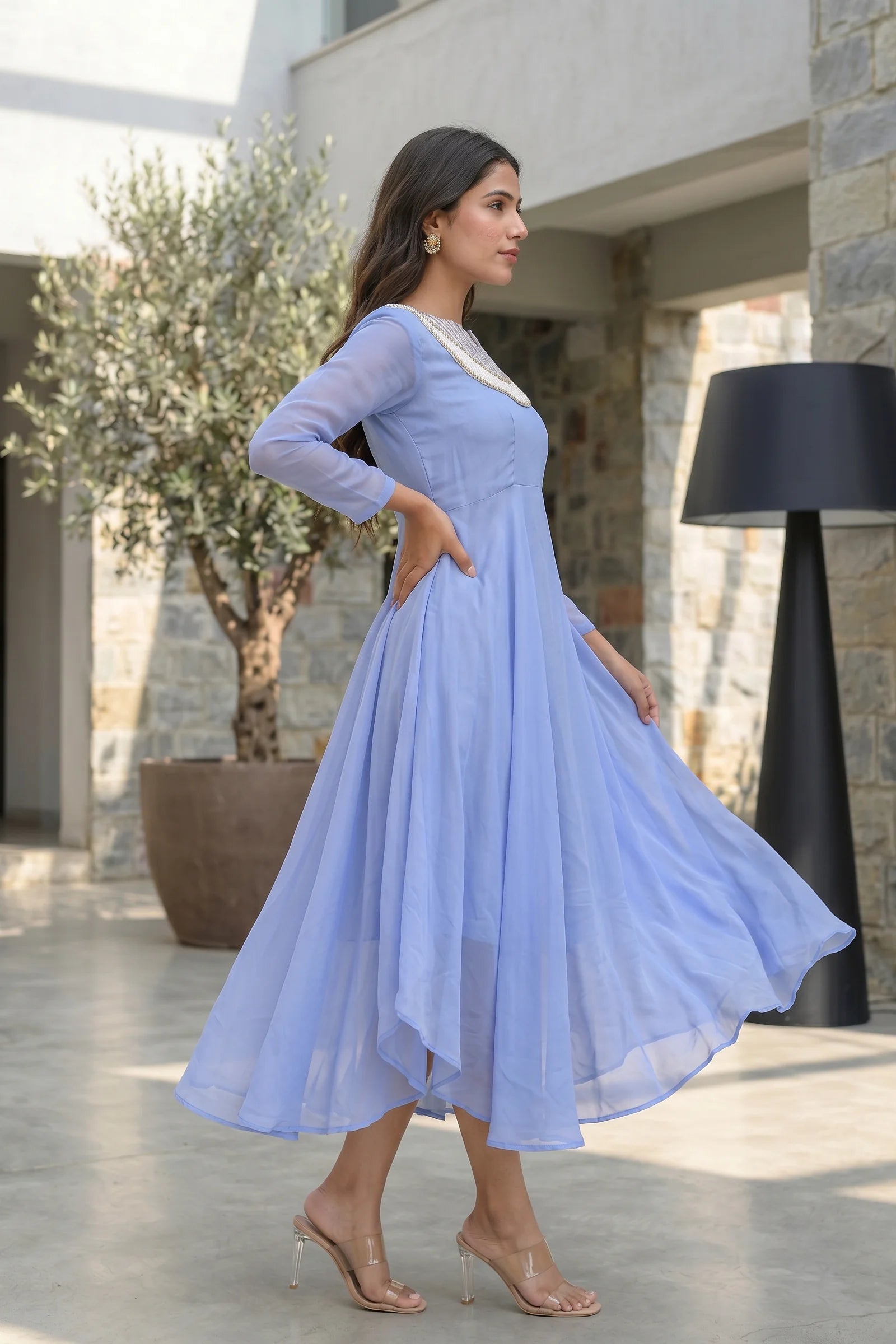 Baby Blue Asymmetrical Dress