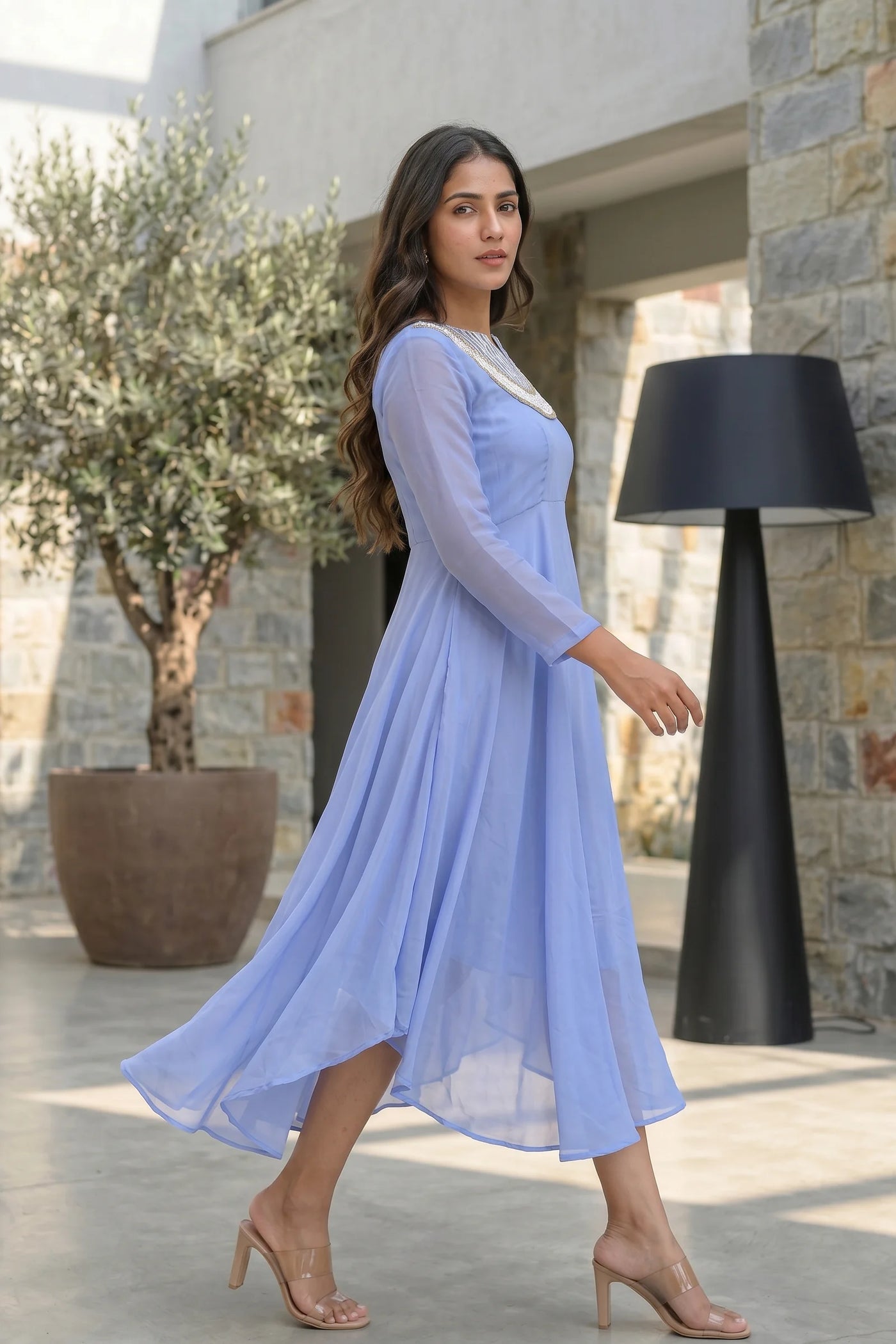Baby Blue Asymmetrical Dress
