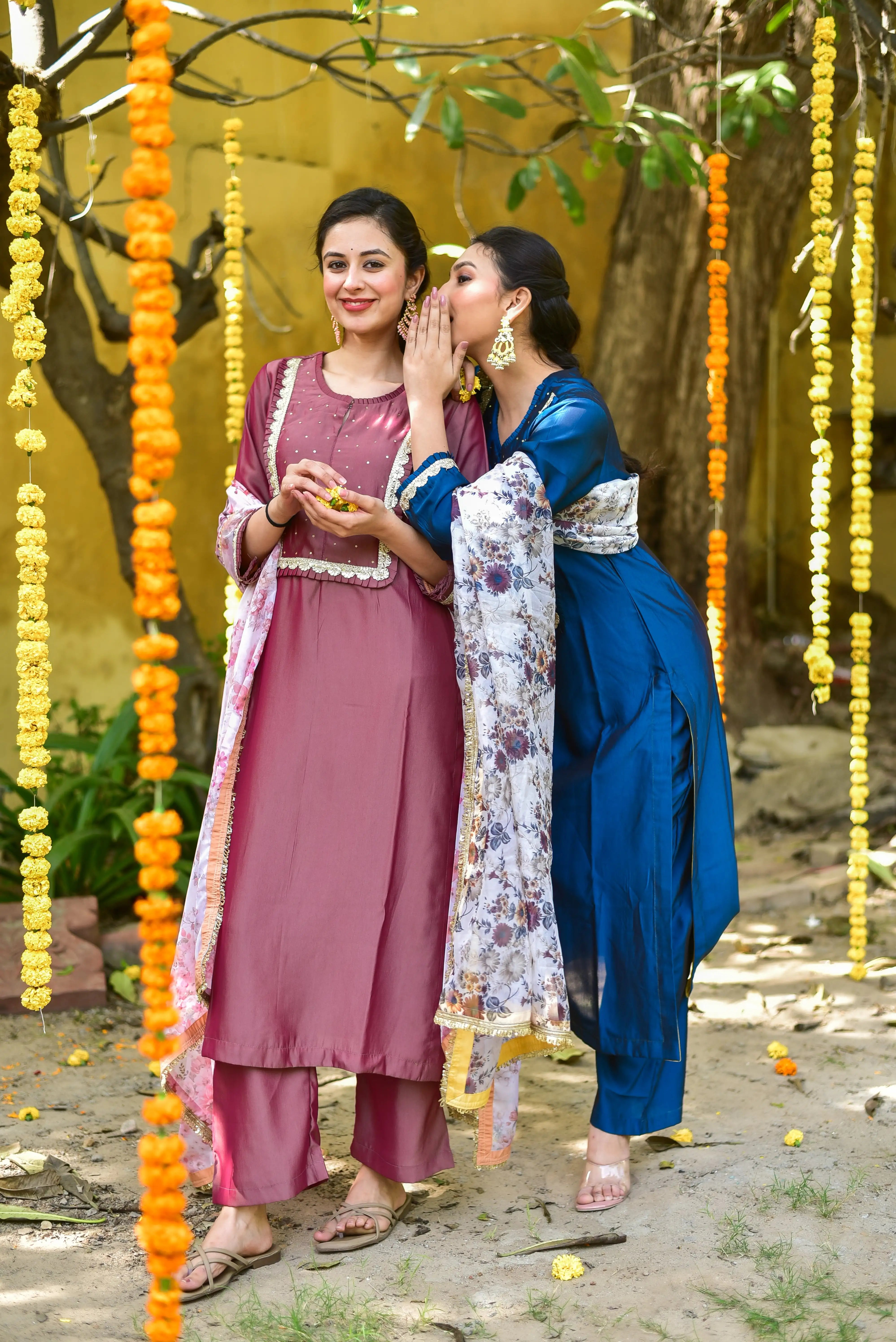 The Onion Pink Kurta & Pant Set is a stunning ensemble that exudes traditional Indian elegance, featuring a rich peacock blue hue and an exquisite floral dupatta that adds artistic flair. The intricate details of the kurta and pant, paired with the delicate floral patterns on the dupatta, create a timeless and sophisticated look perfect for any occasion. Elevate your style with this elegant and trendy set, featuring the highest sales preferred in the market.