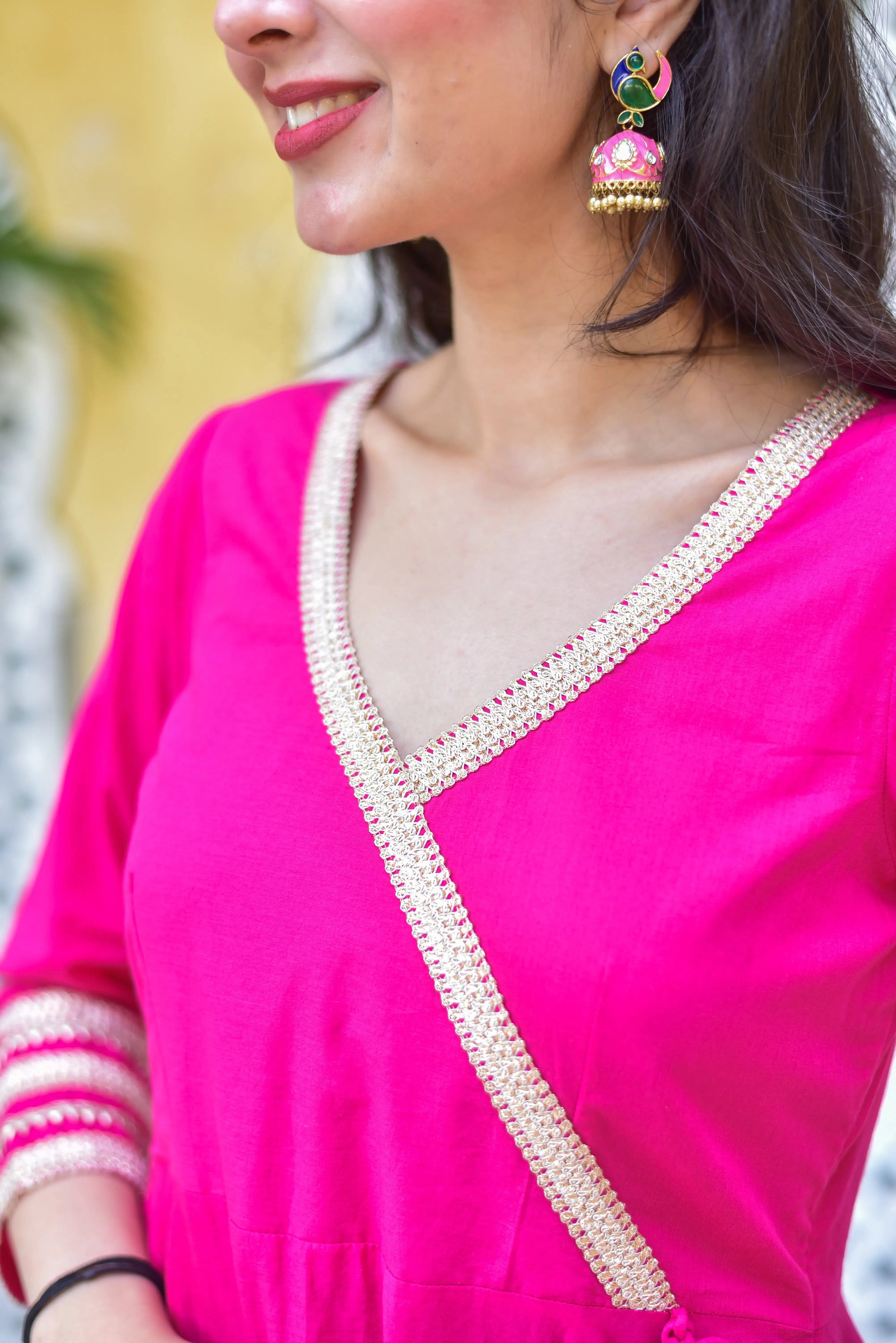 Elevate Your Style with Regal Rani Pink Elegance
Discover the epitome of sophistication in this stunning rani pink anarkali set, crafted to make a bold statement at any festive occasion. The rich fuchsia hue exudes energy and elegance, making it a timeless favorite for those who appreciate vibrant and celebratory attire.