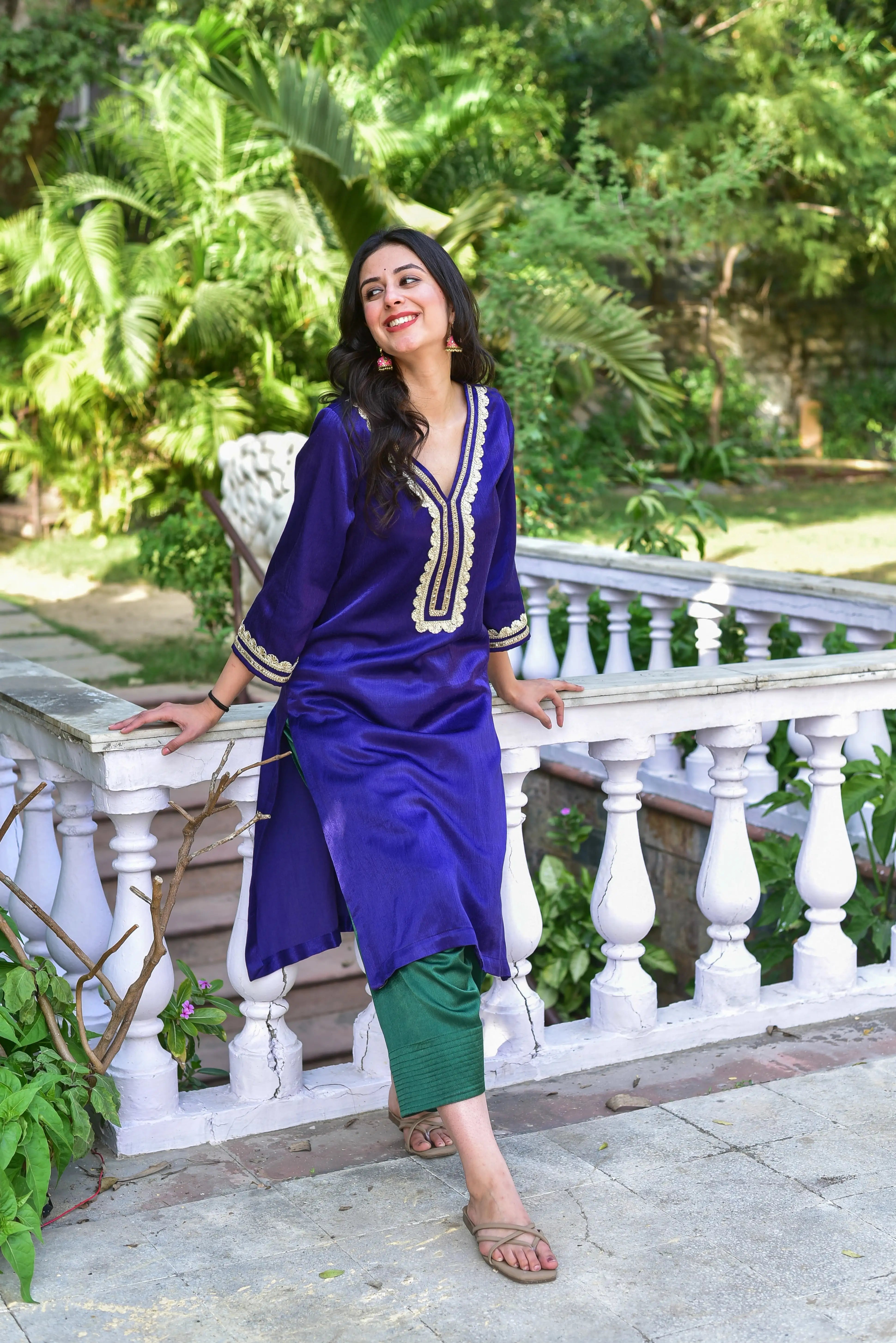 The Truffle Silk Ensemble is a stunning kurta set crafted from a luxurious silk blend, exuding timeless sophistication and contemporary elegance. The deep royal blue hue is complemented by exquisite detailing, making it a perfect choice for those seeking refined and stylish attire. This ensemble is sure to make a statement with its rich fabric and impeccable design, making it a must-have addition to any wardrobe.