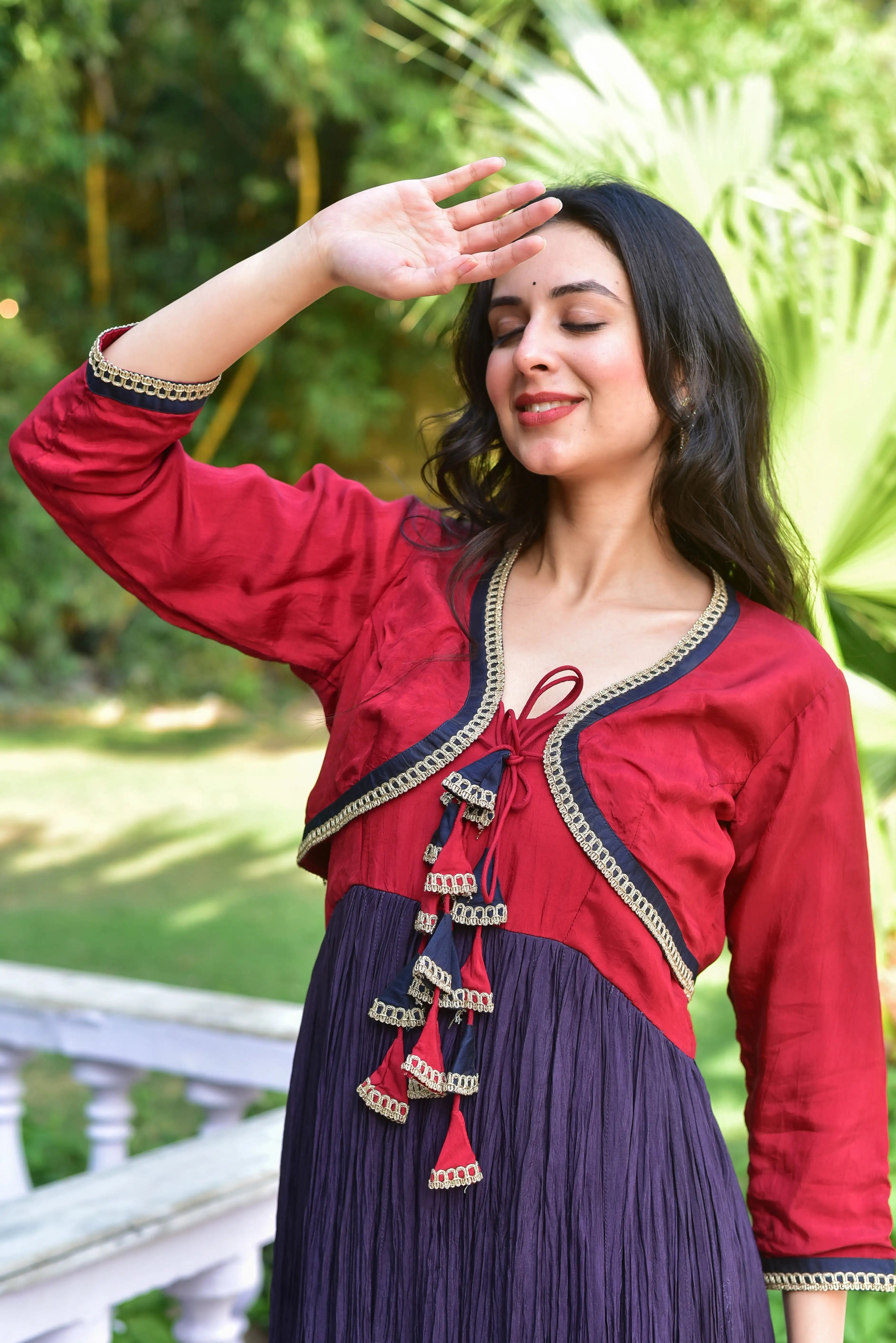 The Twilight Ombre Gown With Jacket is a stunning ensemble that combines artisanal tie & dye with regal sophistication. The luxurious silk fabric features a breathtaking ombre effect, capturing the magic of twilight. The gown's elegant design and intricate details make it a perfect choice for any special occasion, while its unique color transition adds a touch of whimsy and romance. With its exceptional quality and timeless style, this gown is sure to make a lasting impression.