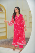 Ruby Pink Bhandej Kurta Set