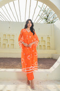 Tangerine Bhandej Kurta Set