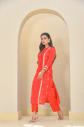 Classic Red Zari Silk Kurta Set