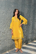 Daffodil Yellow Zari Silk Kurta Set