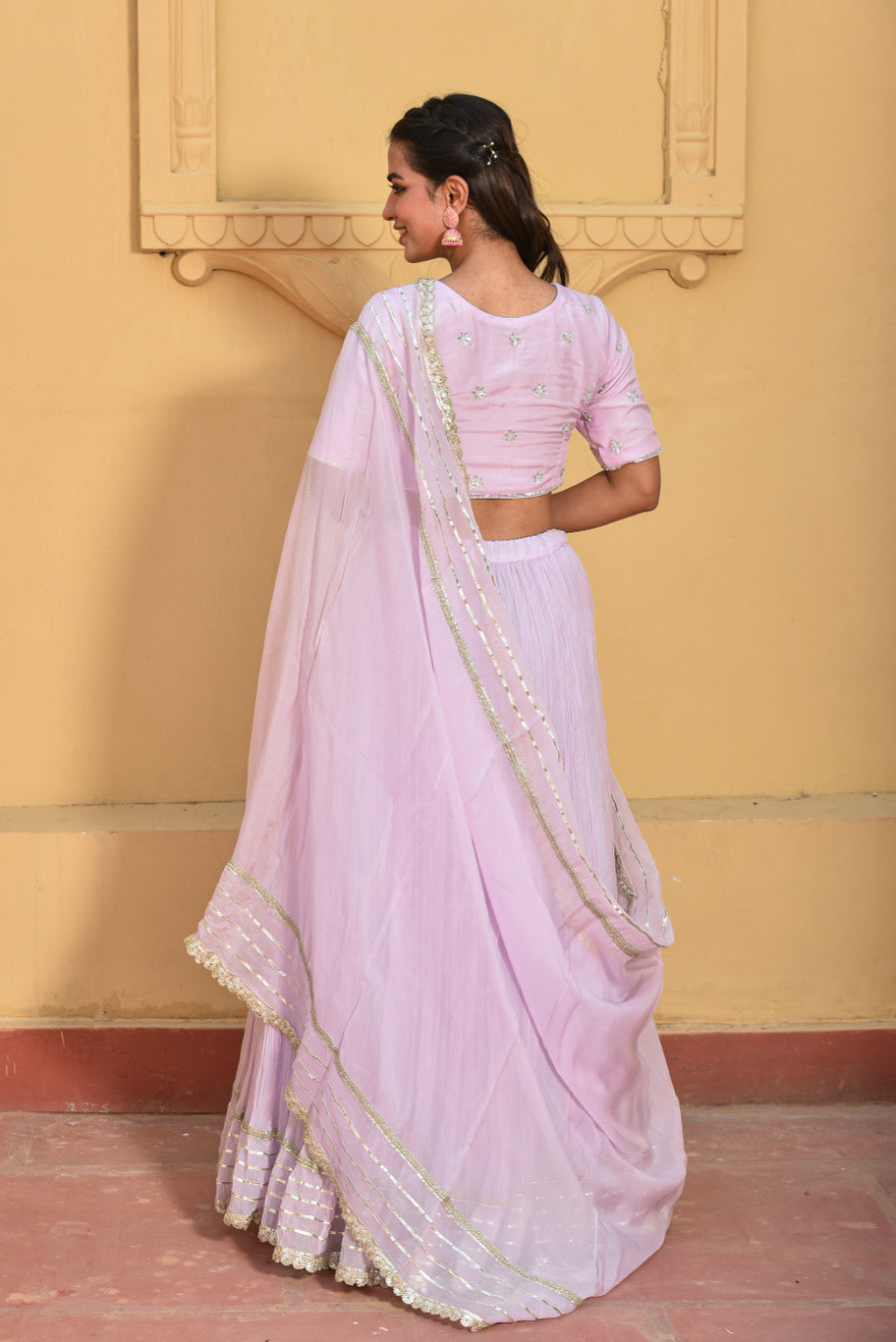 Lilac Heavy Lehenga Set Model Shot - Designer Ethnic Wear