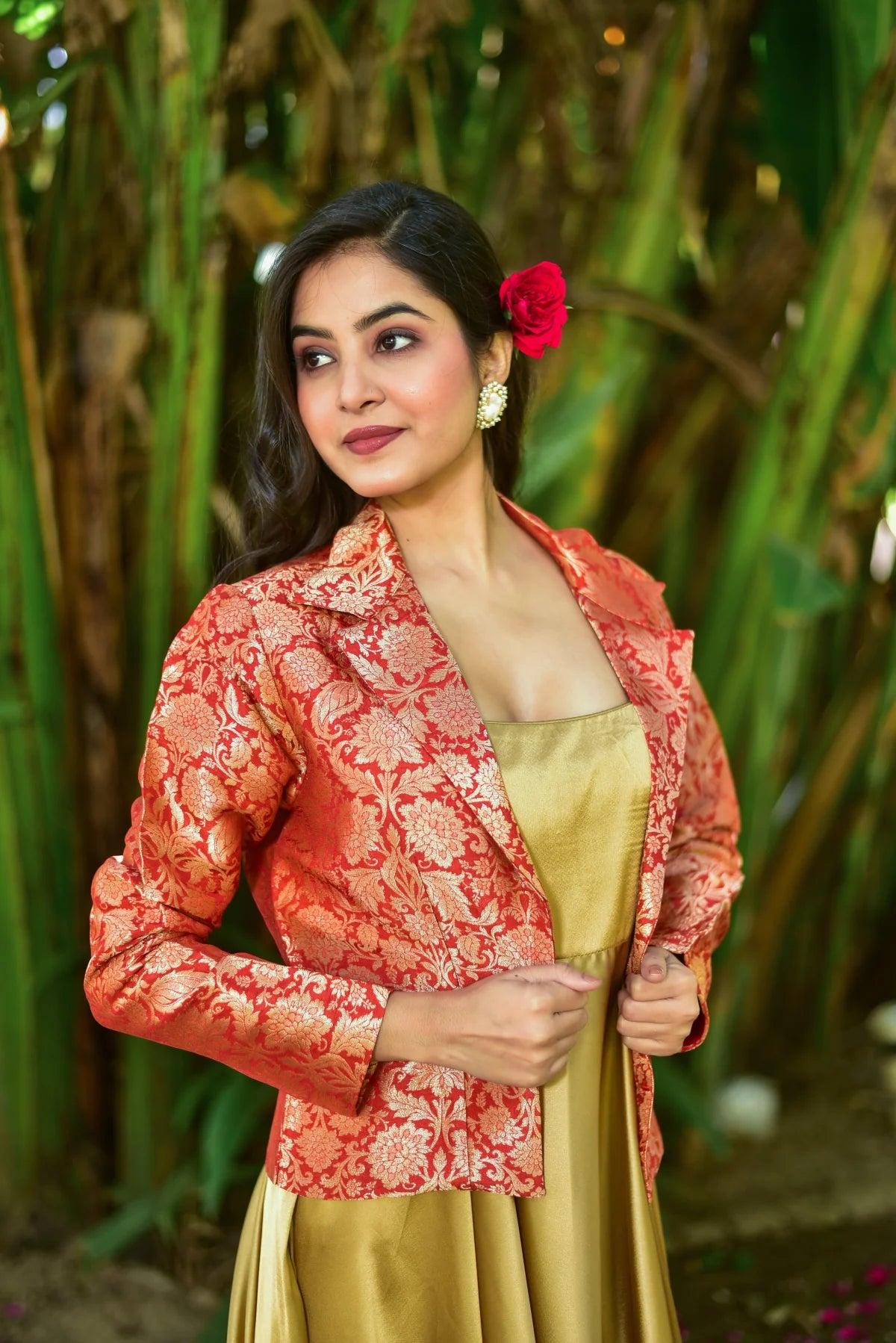 Dazzling Gold Festive Duo Back View - Designer Ethnic Wear