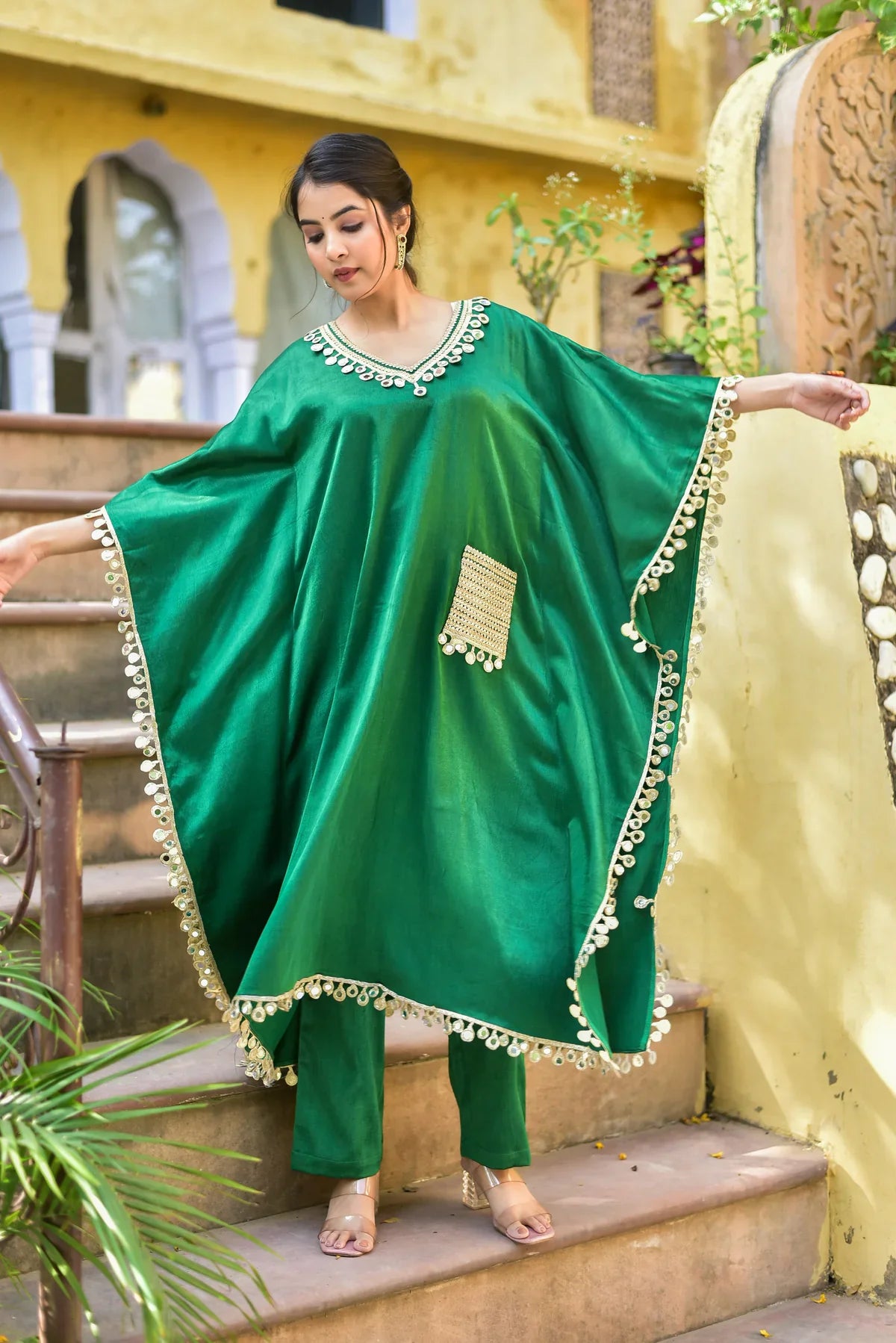 Forest Glaze Mirror Work Set - Kurta Set for Women