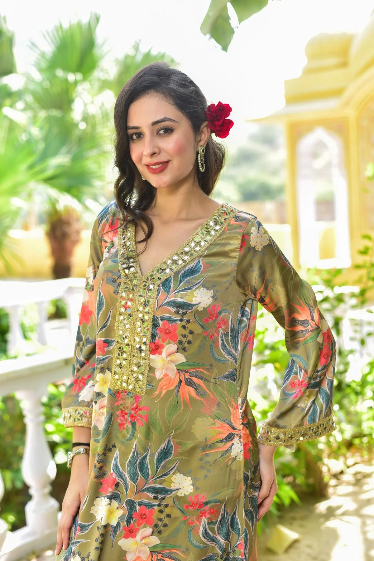 Olive Gala Afghani Dress - Designer Dress