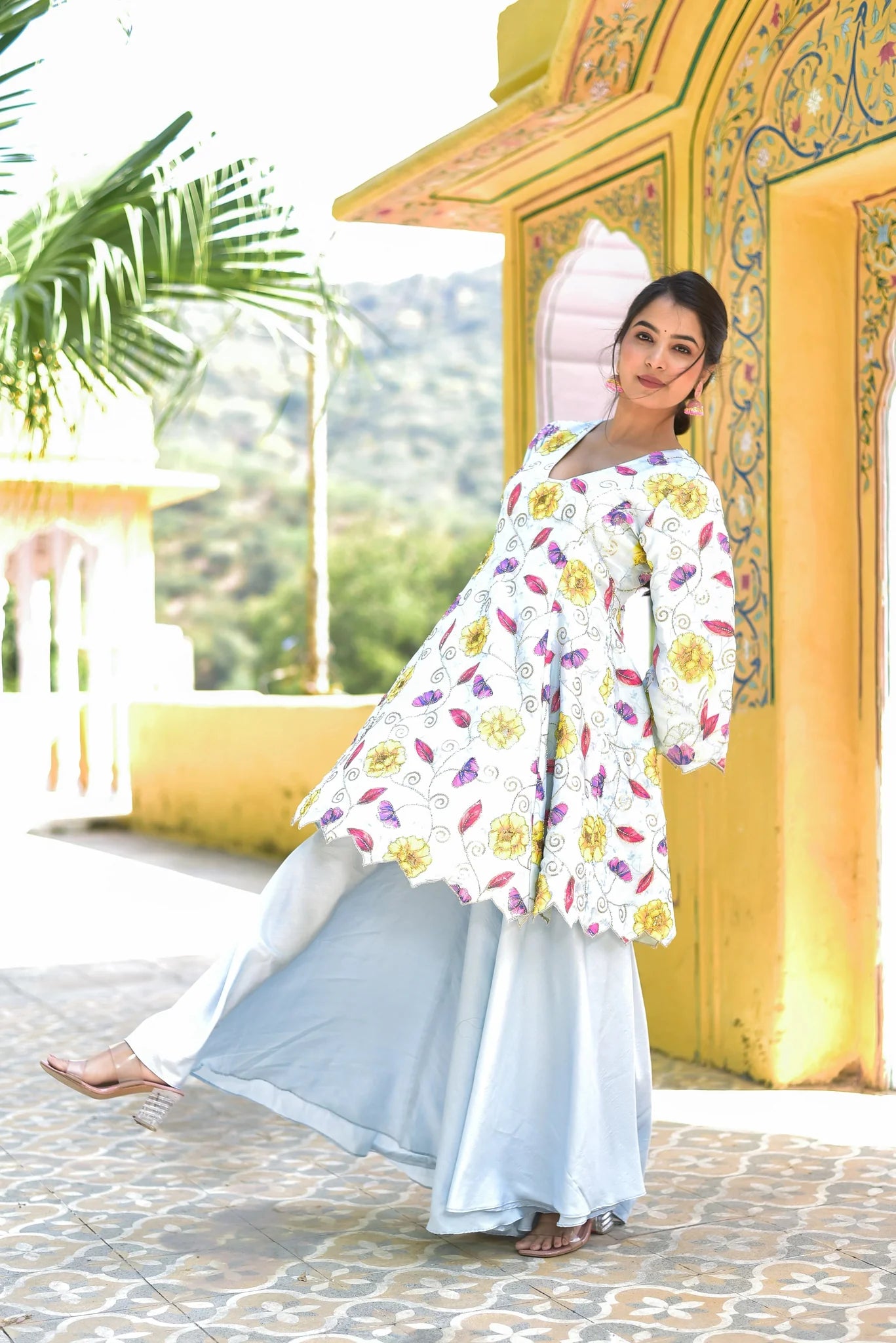 The Blue Morning Mist Floral Kurta Set