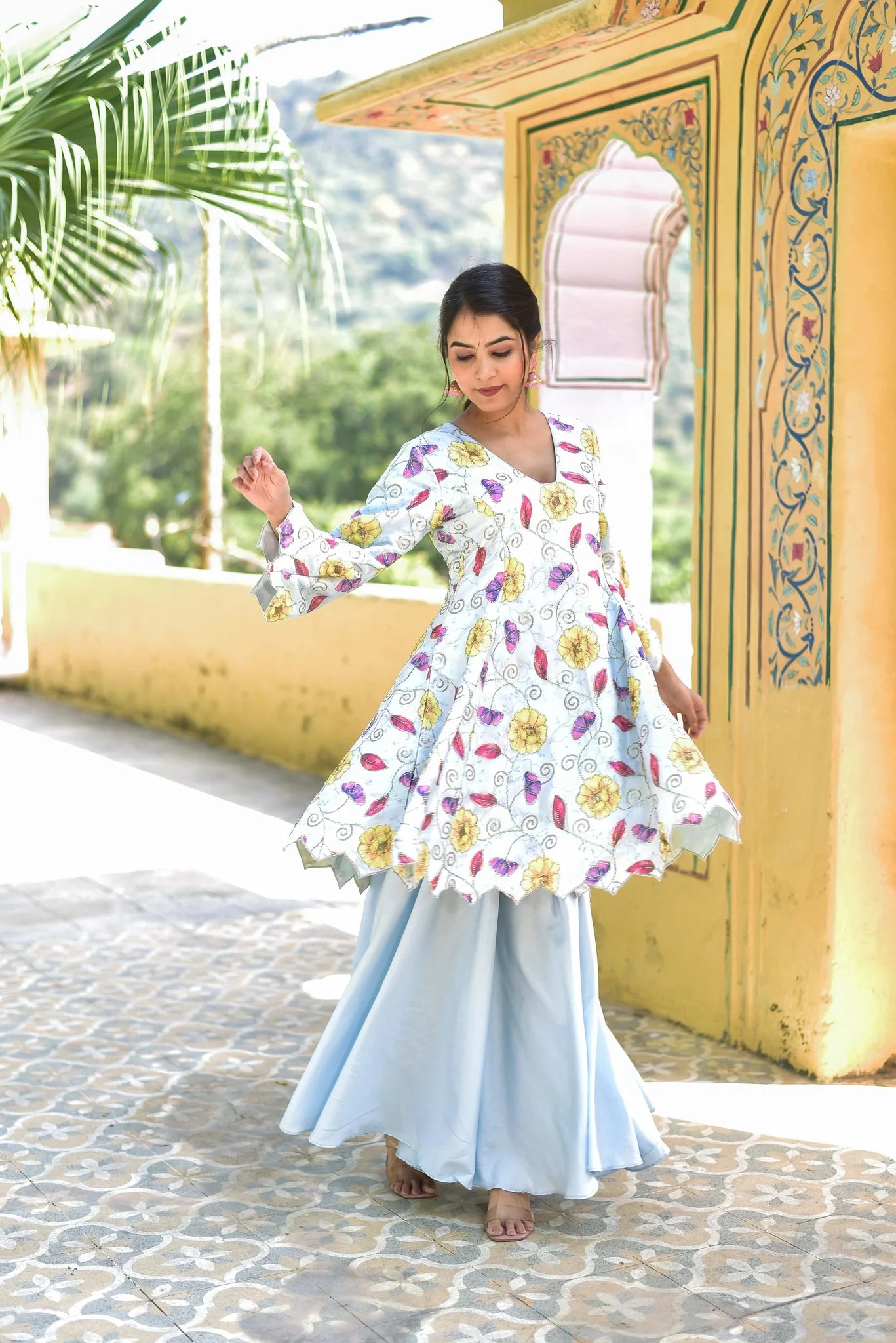 The Blue Morning Mist Floral Kurta Set