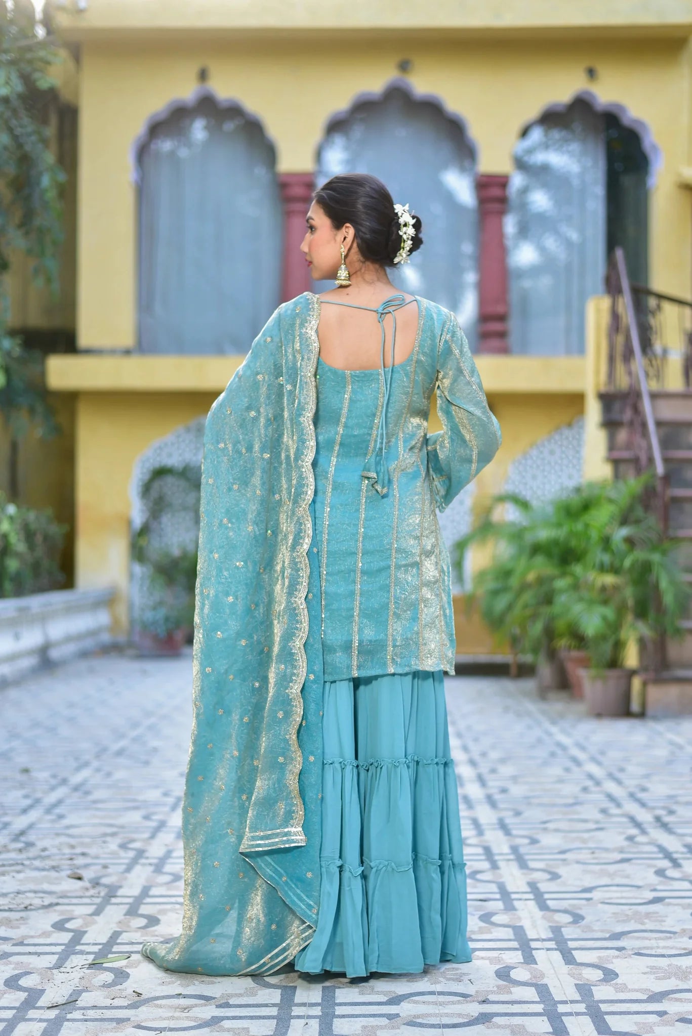 Sea Green Kurta Sharara Set