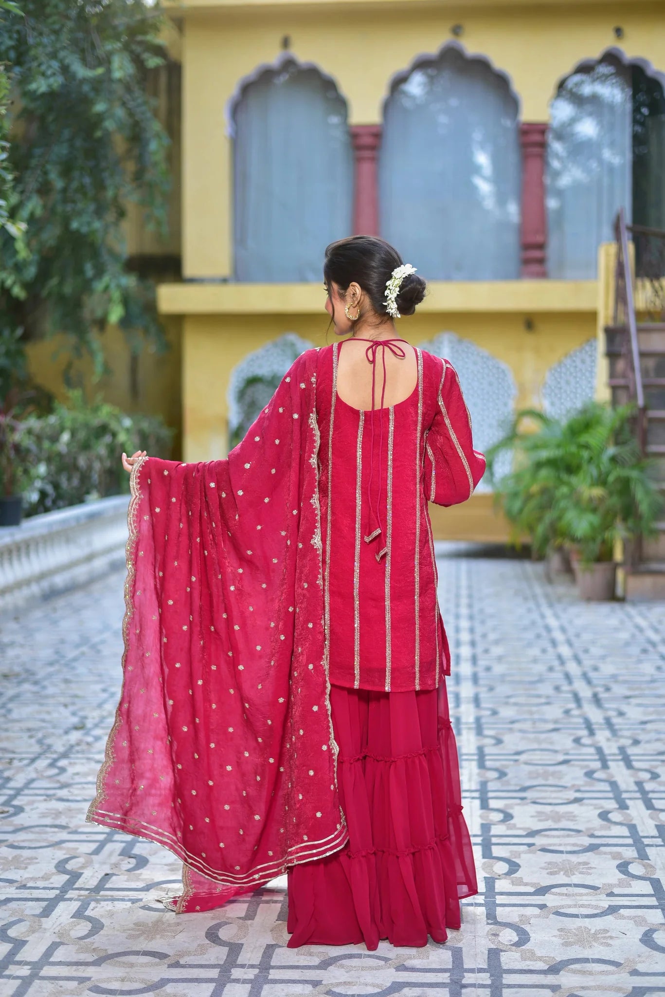 Magenta Heavy Kurta Sharara Set