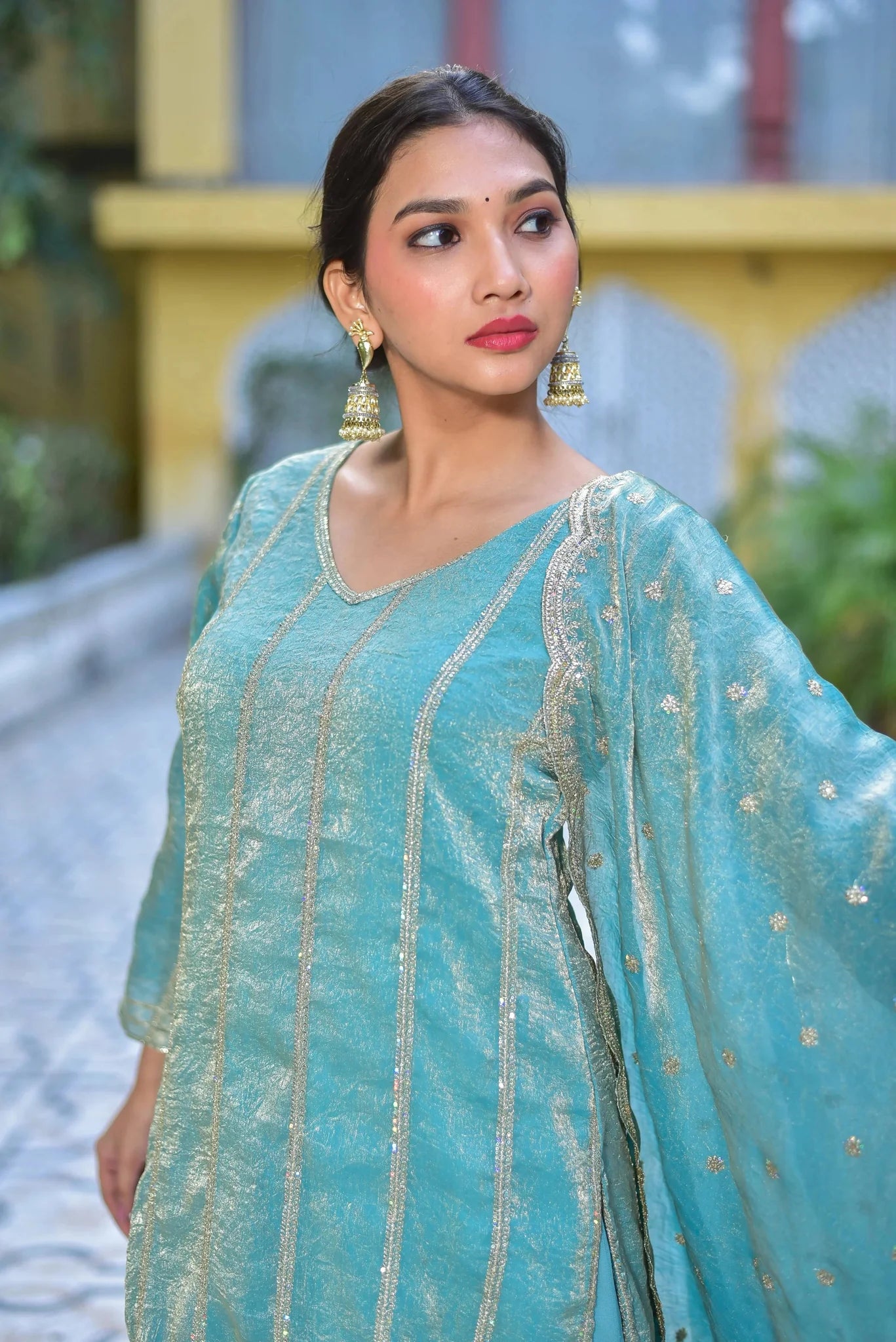Sea Green Kurta Sharara Set