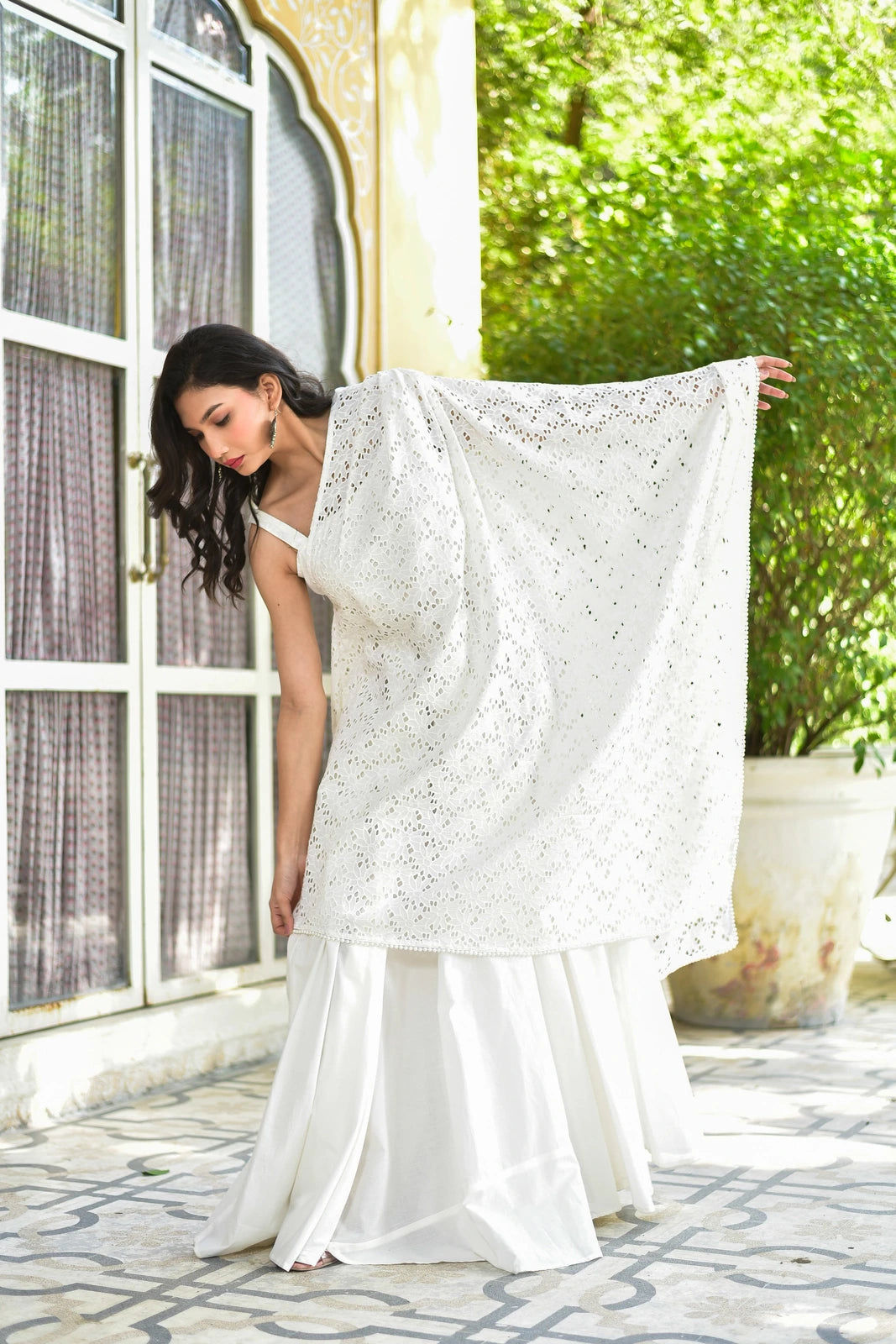 White Majesty Cape Dress - front view