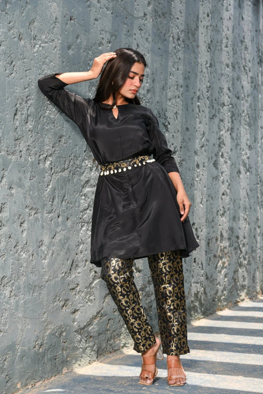Kohl Black Brocade Co-Ord Set
