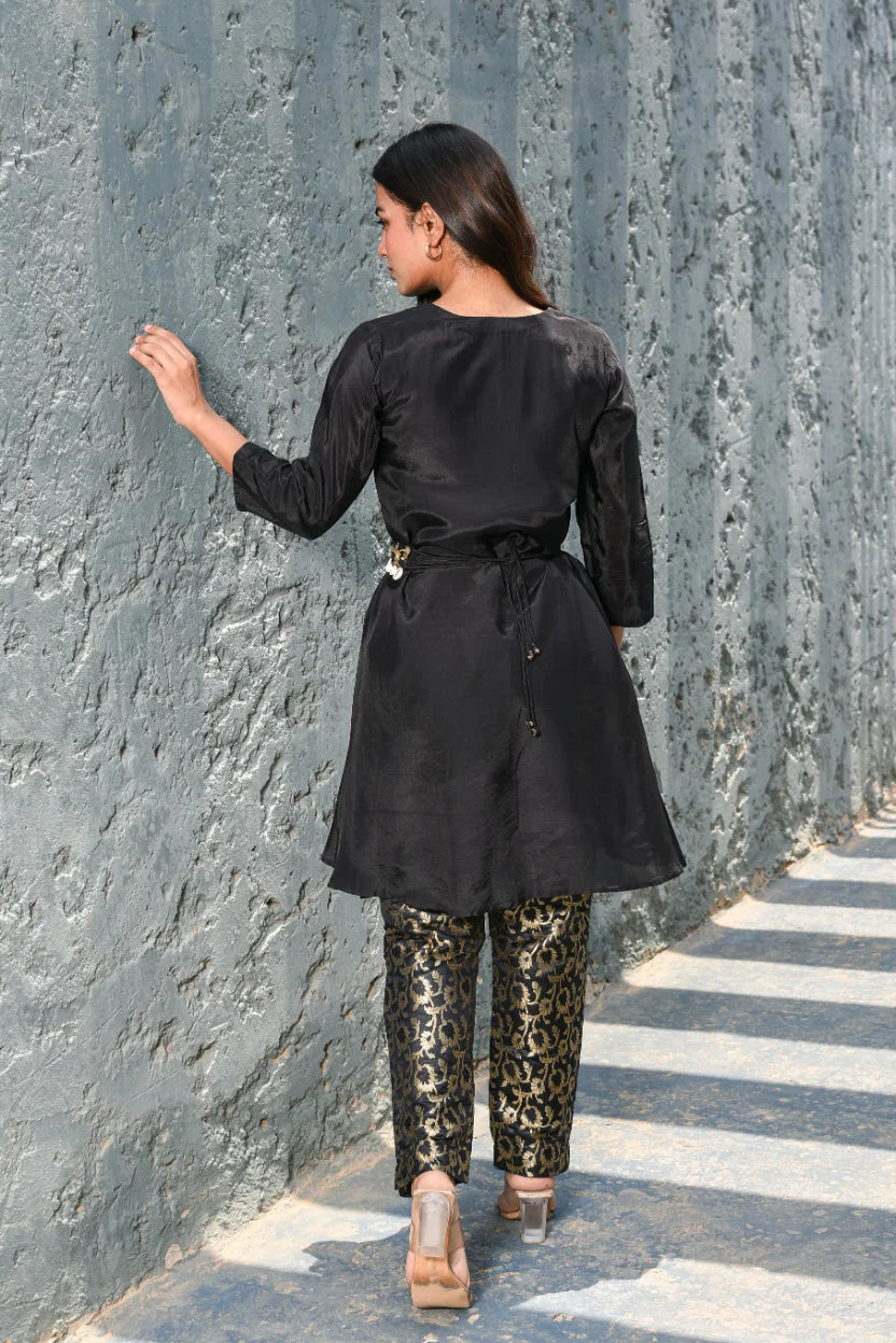 Kohl Black Brocade Co-Ord Set