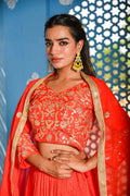 Dust Orange Gotta Patti Lehenga Set