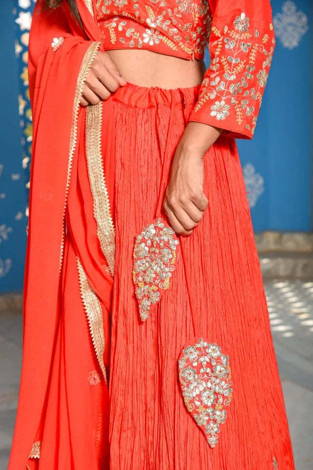 Dust Orange Gotta Patti Lehenga Set