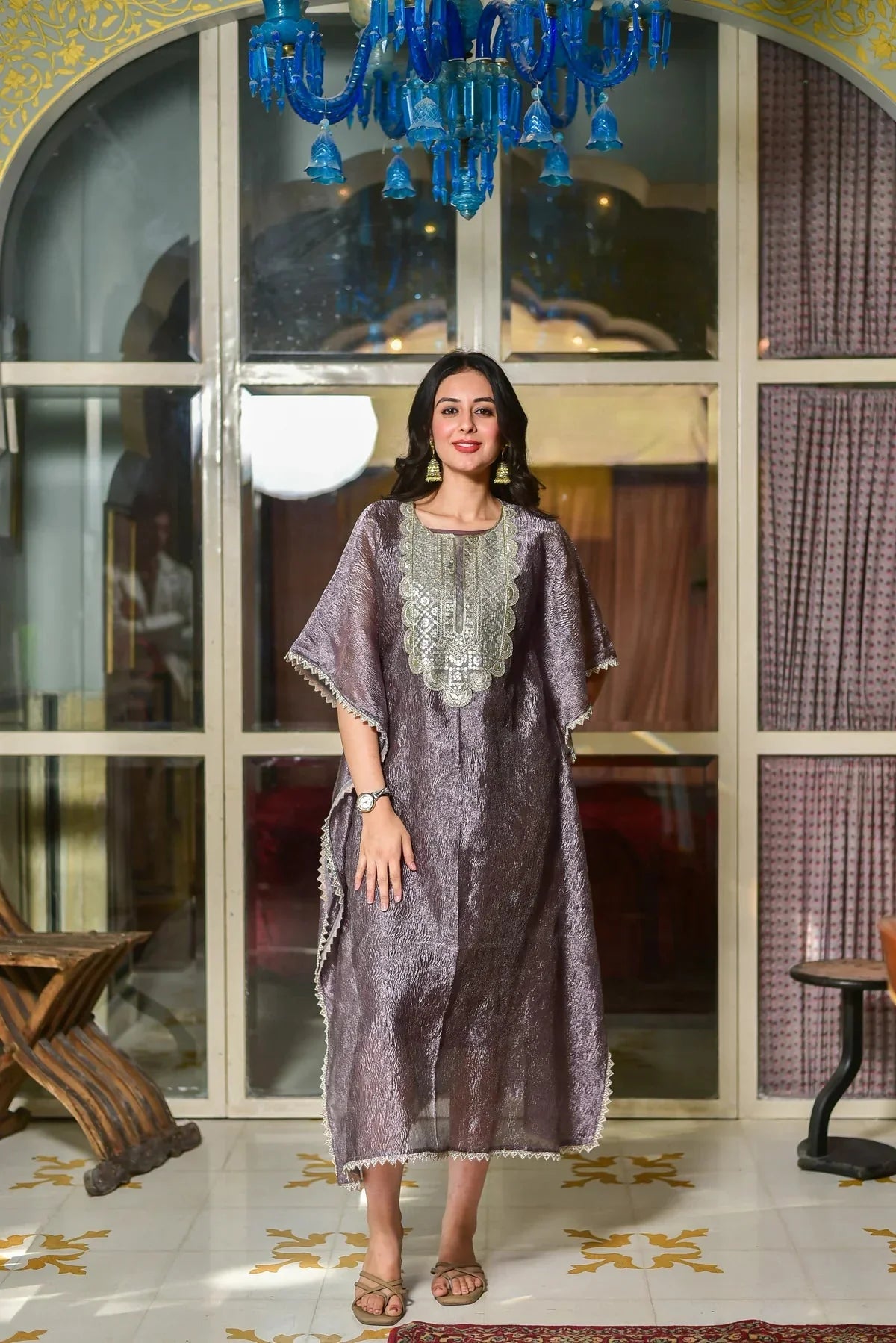 Embroidered Kaftan Dress