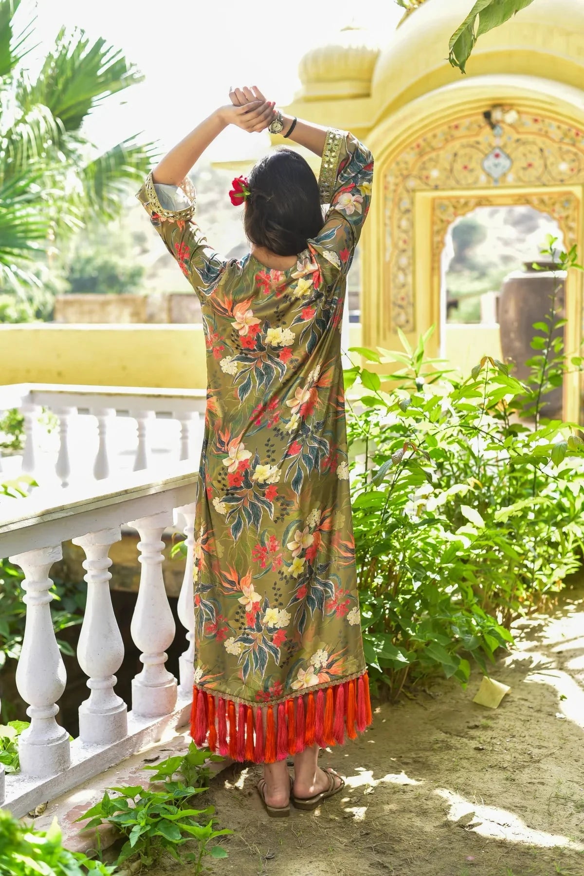 Olive Gala Afghani Dress