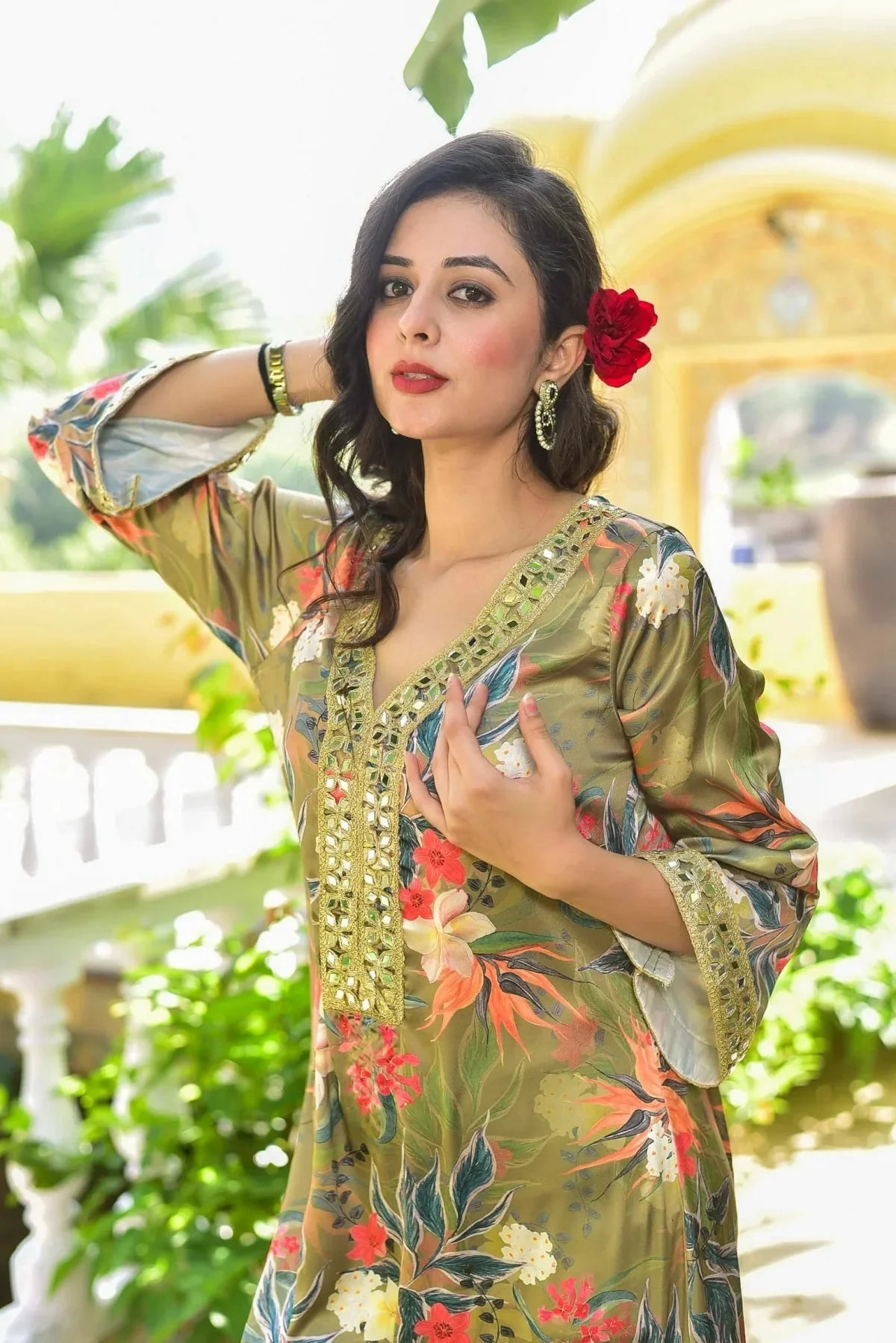 Olive Gala Afghani Dress