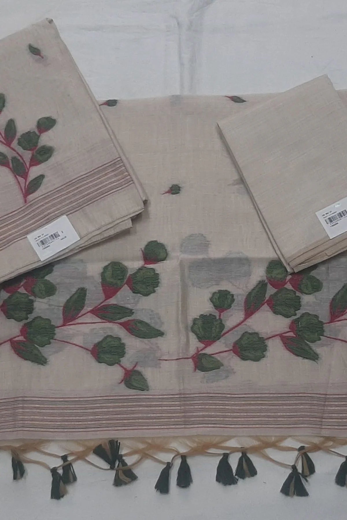 Saroj Jain Woven Floral Design Chanderi Cotton Kurta Set Material (3-Piece)