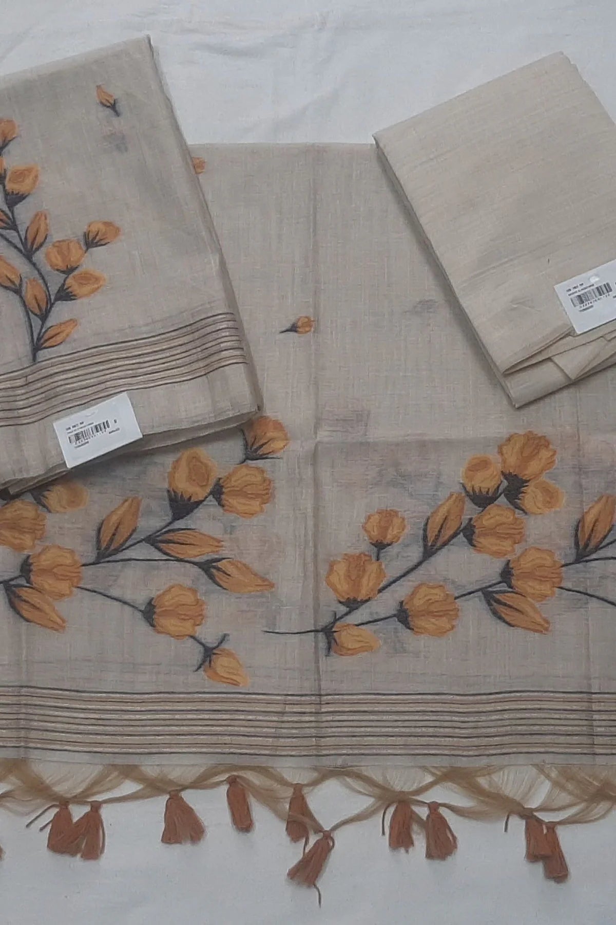 Saroj Jain Woven Floral Design Chanderi Cotton Kurta Set Material (3-Piece)