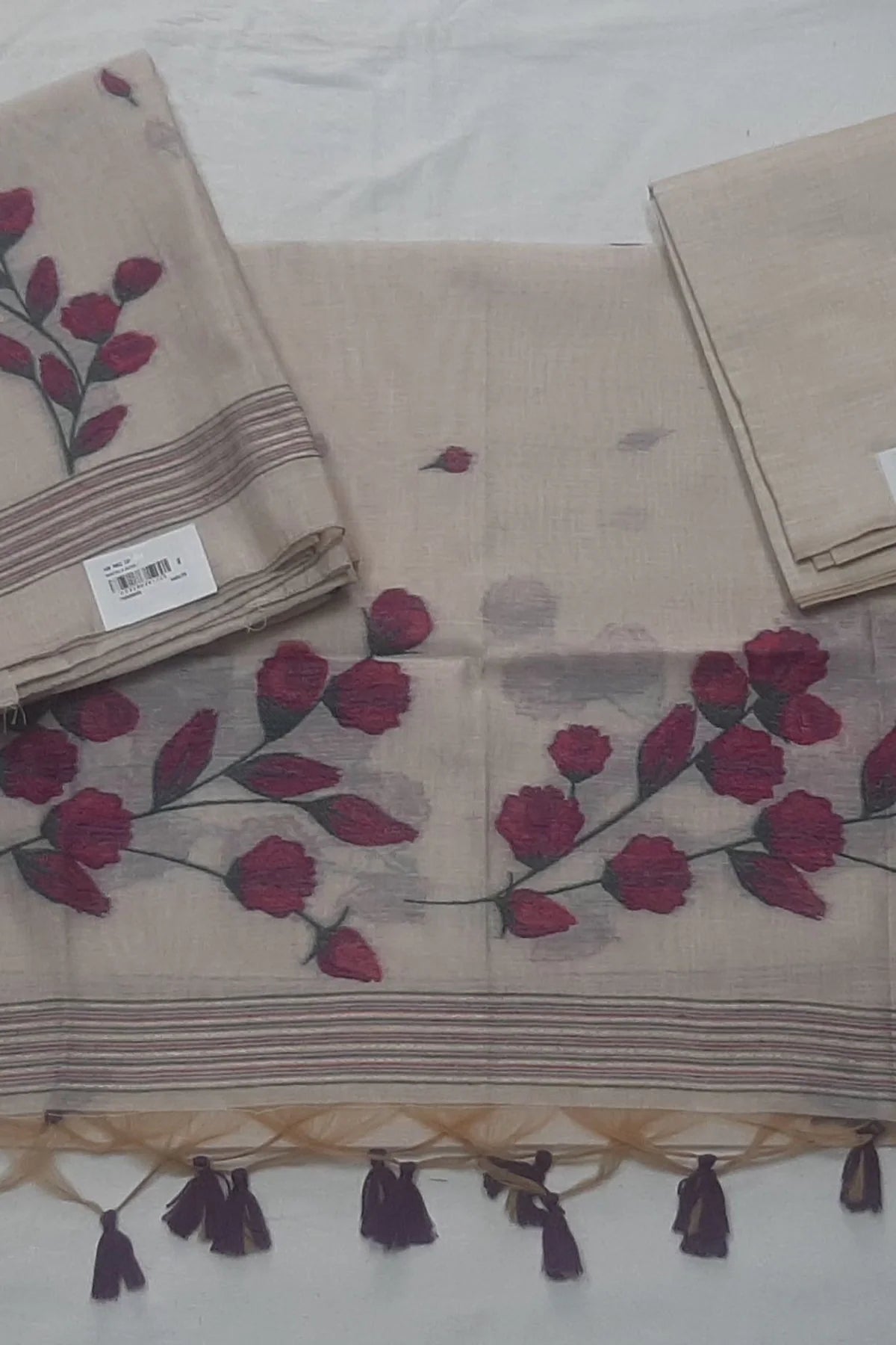 Saroj Jain Woven Floral Design Chanderi Cotton Kurta Set Material (3-Piece)