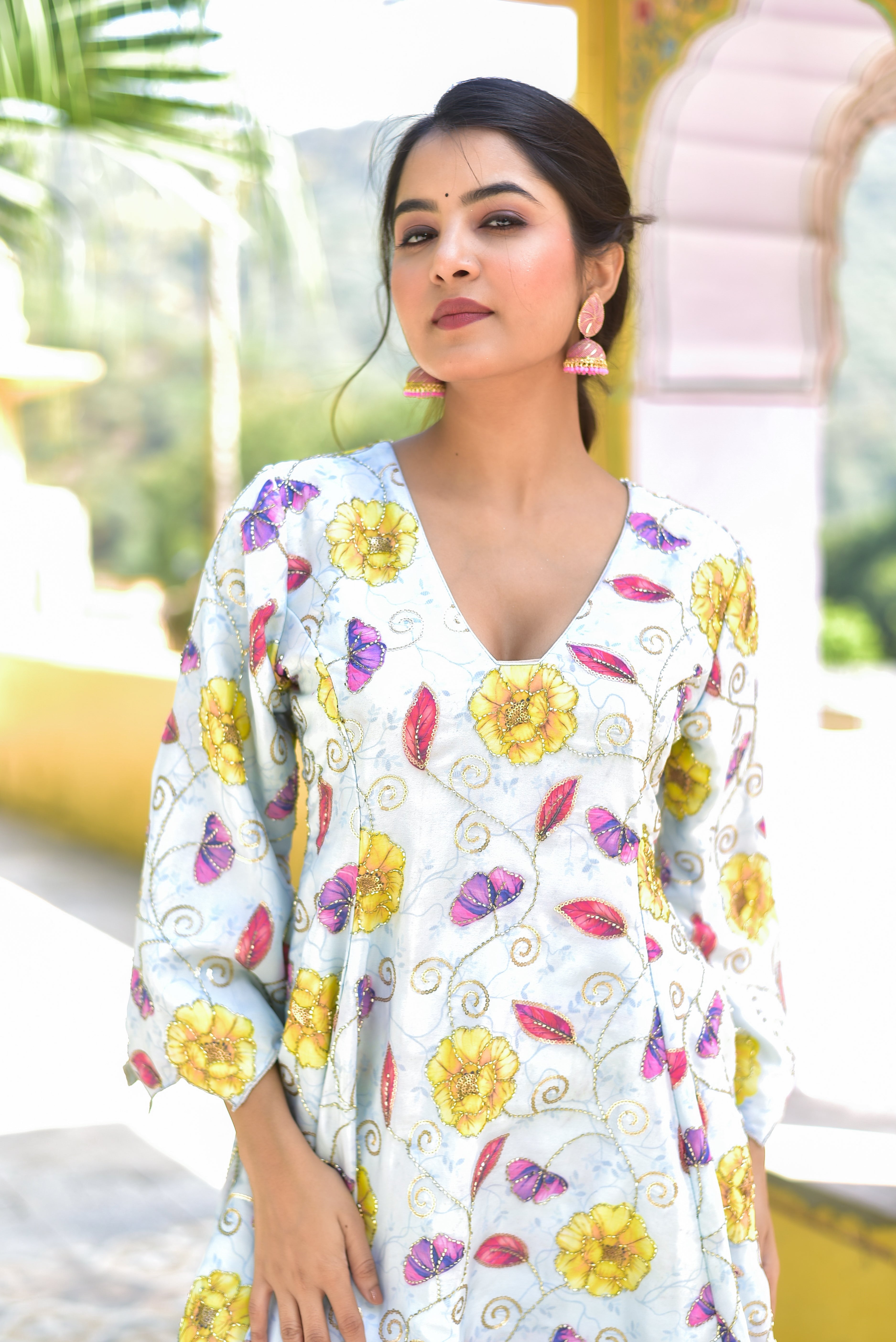 Breathable cotton kurta set for women A-line Cut for Morning Walk - Saroj Jain Cotton Kurta