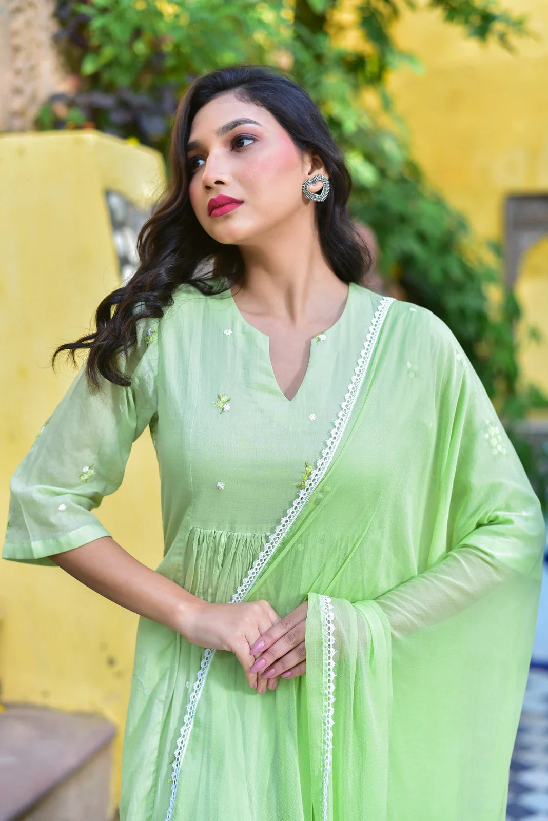 The Resilient Wet Season Chanderi Silhouette: Elegance by Saroj Jain - Saroj Jain Monsoon Romance