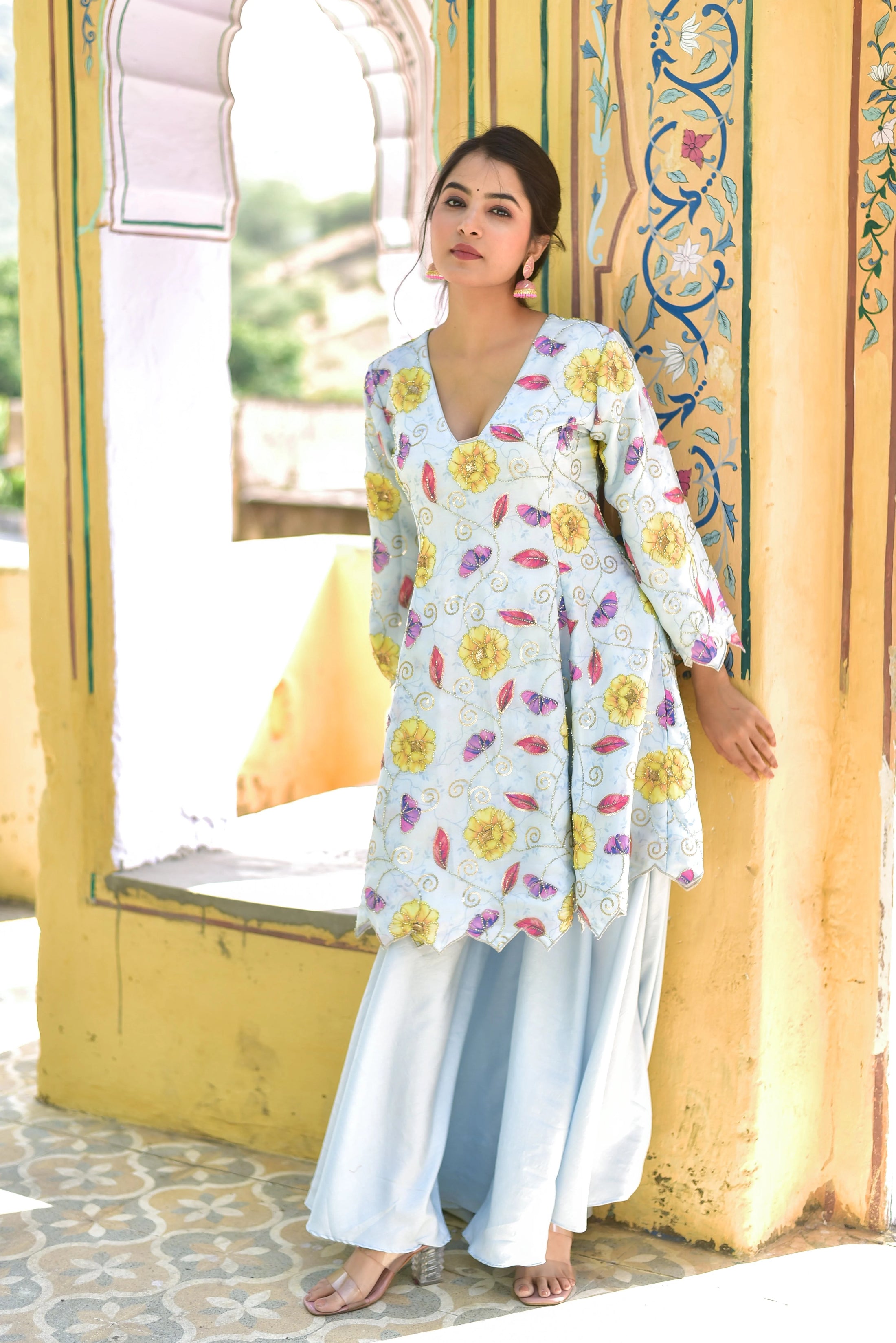 The Blue Morning Mist Floral Kurta Set - gallery view 18