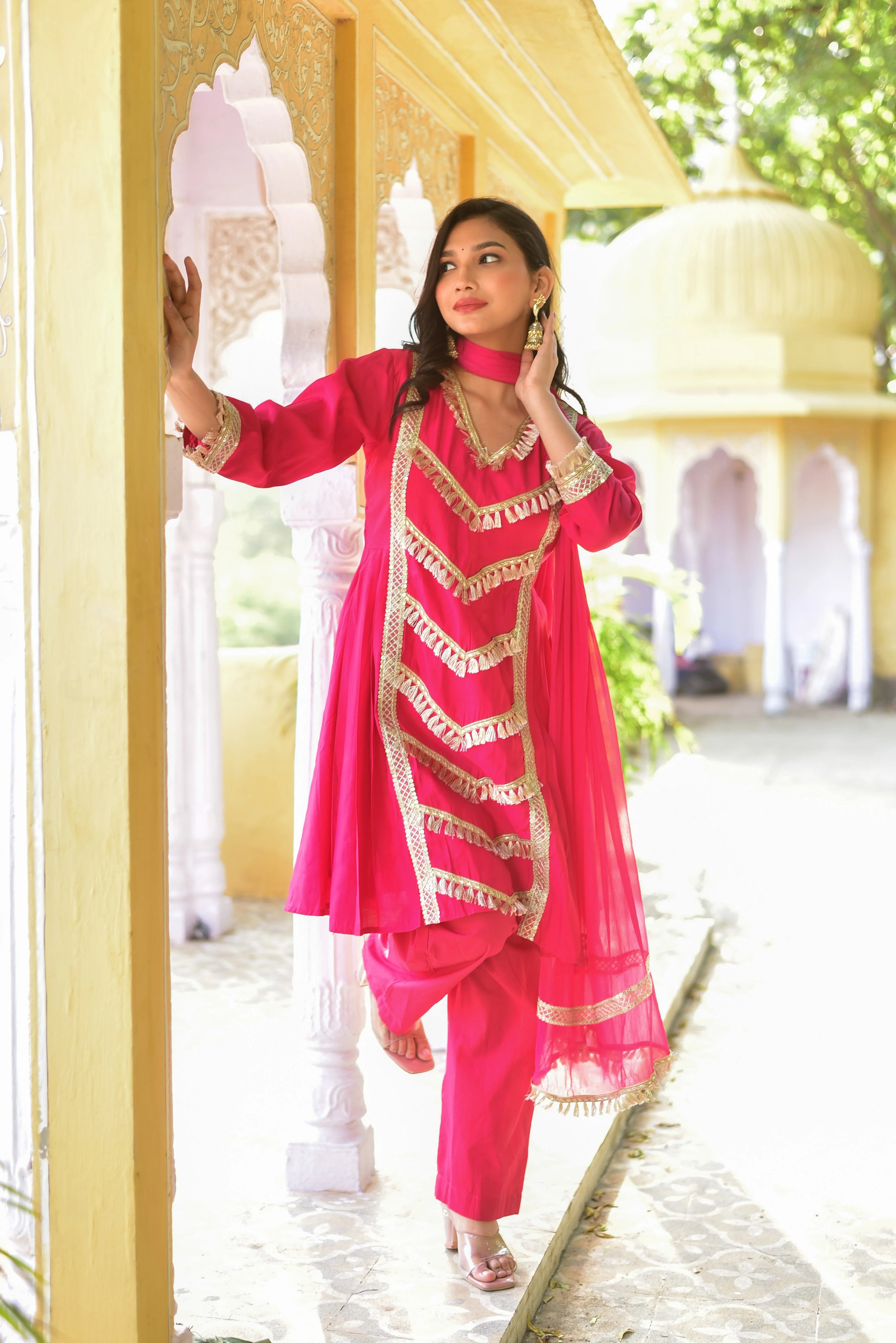 Product Name: Peony Pink Kurta & Pant Set
Description: Embody festive elegance with this stunning Peony Pink Kurta & Pant Set, a celebration of vibrant color and intricate craftsmanship. Designed for the modern woman who values tradition with a contemporary edge, this ensemble radiates confidence and grace.

Key Features:

 Vibrant Peony Pink hue
 Intricate craftsmanship
 Modern woman's style
 Contemporary edge
 Radiates confidence and grace

Keywords: ELEGANT, TRENDY, HIGHEST SALES PREFERRED, AMAZING.