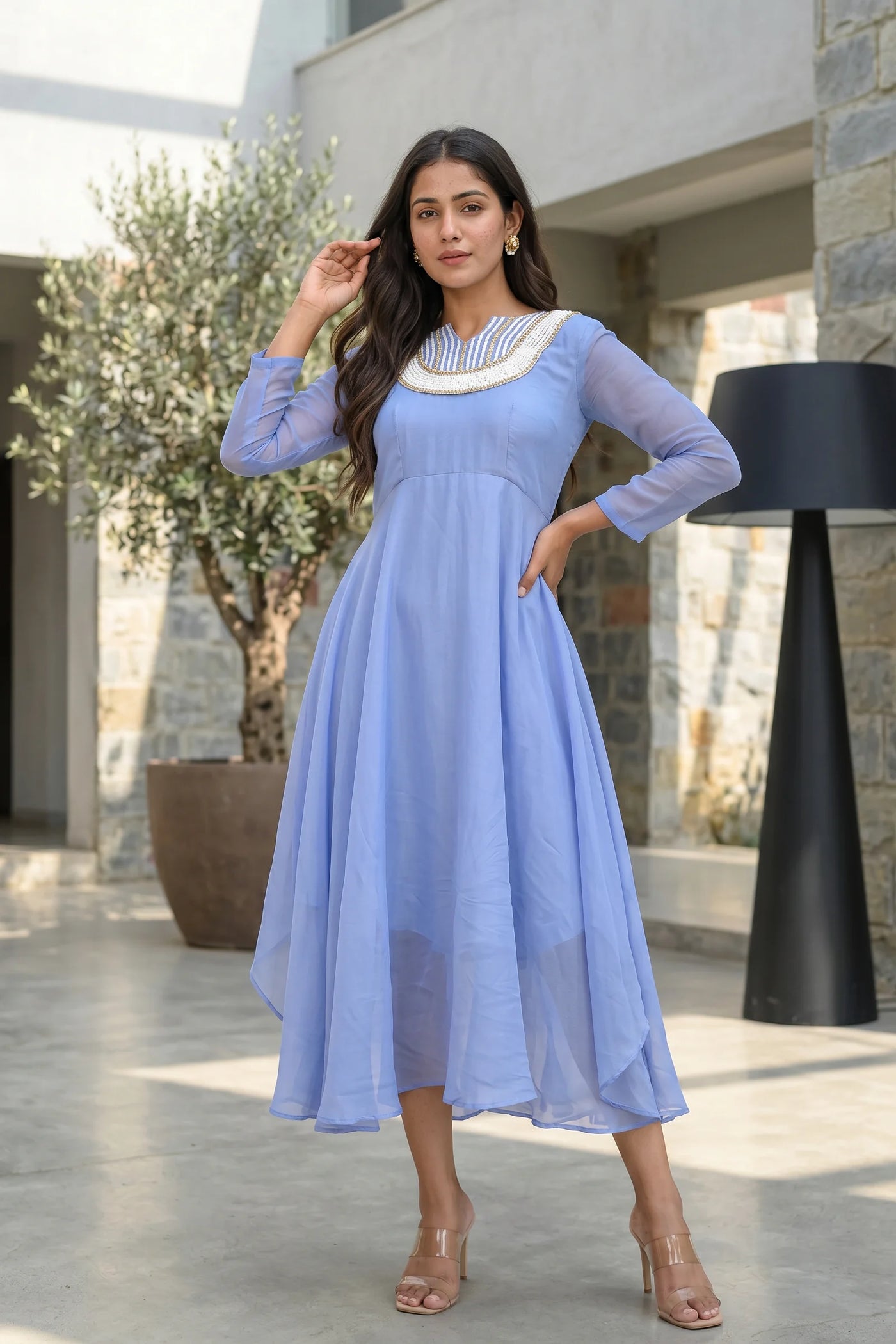 Baby Blue Asymmetrical Dress