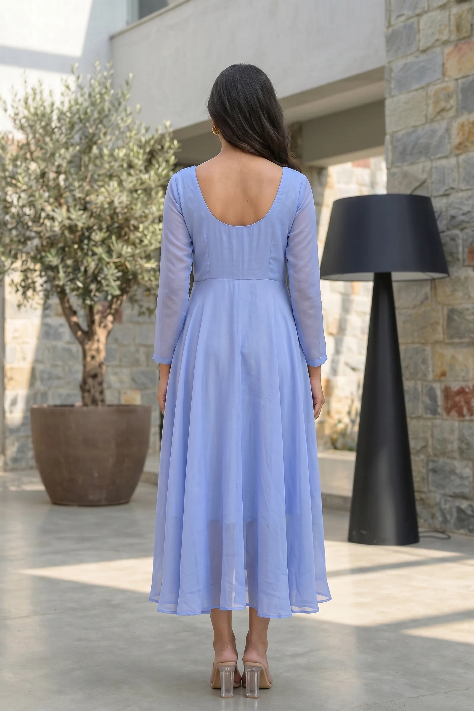 Baby Blue Asymmetrical Dress