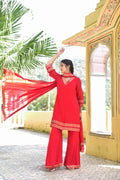 Classic Red Brocade Kurta Set