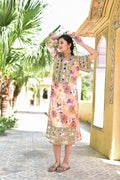 Floral Mirage Satin Afghani Dress