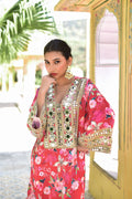 Floral Rosy Satin Afghani Dress