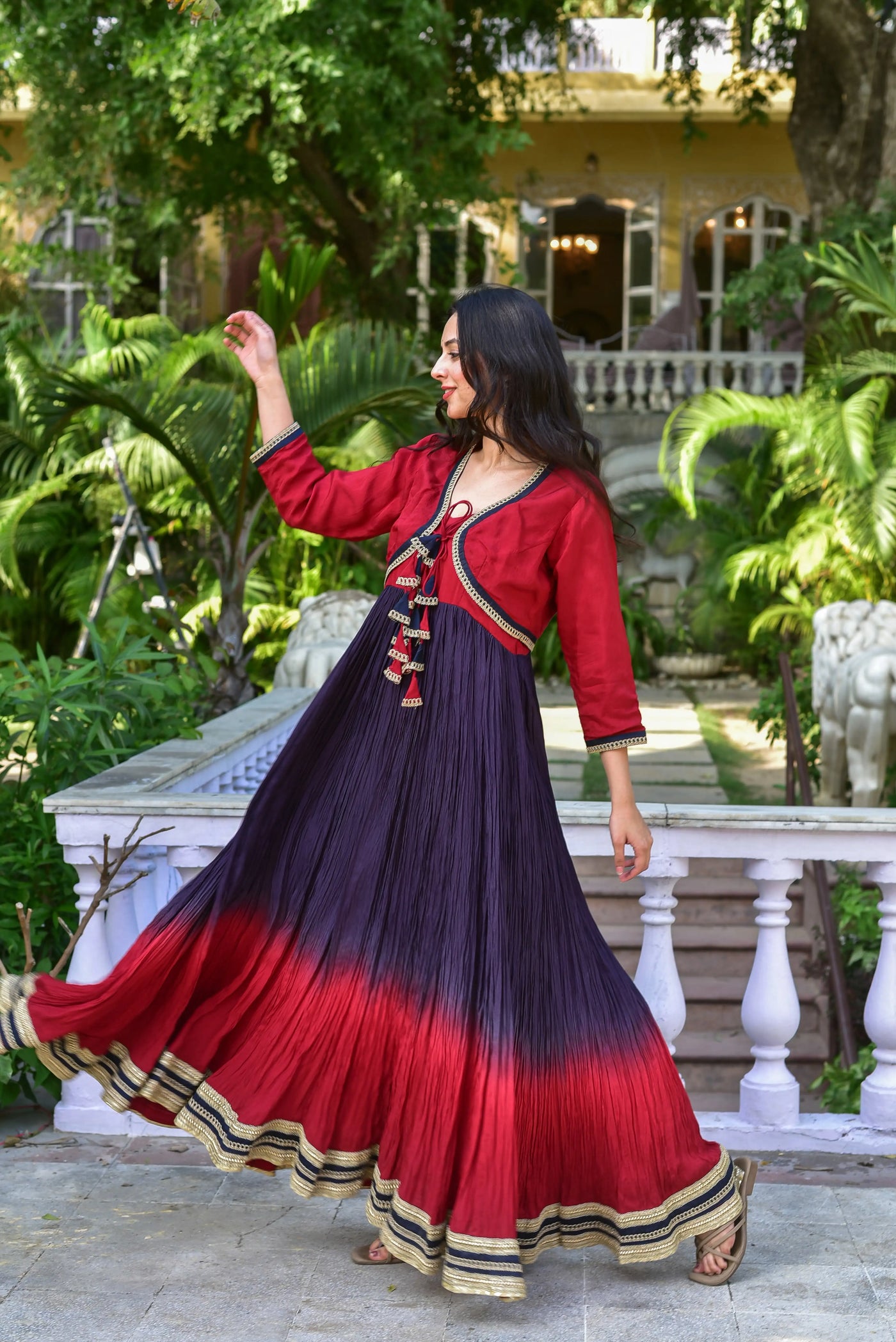 The Twiligh Aumbre Gown With Jacket - front view