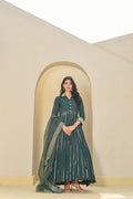 Emerald Green Heavy Work Anarkali Dress With Duppta