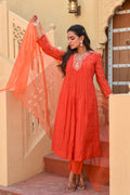 Crimson Red Chanderi Silk Kurta Set