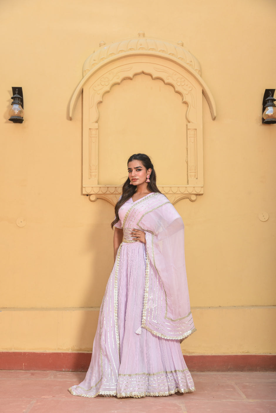 Lilac Heavy Lehenga Set Detail Shot - Designer Ethnic Wear