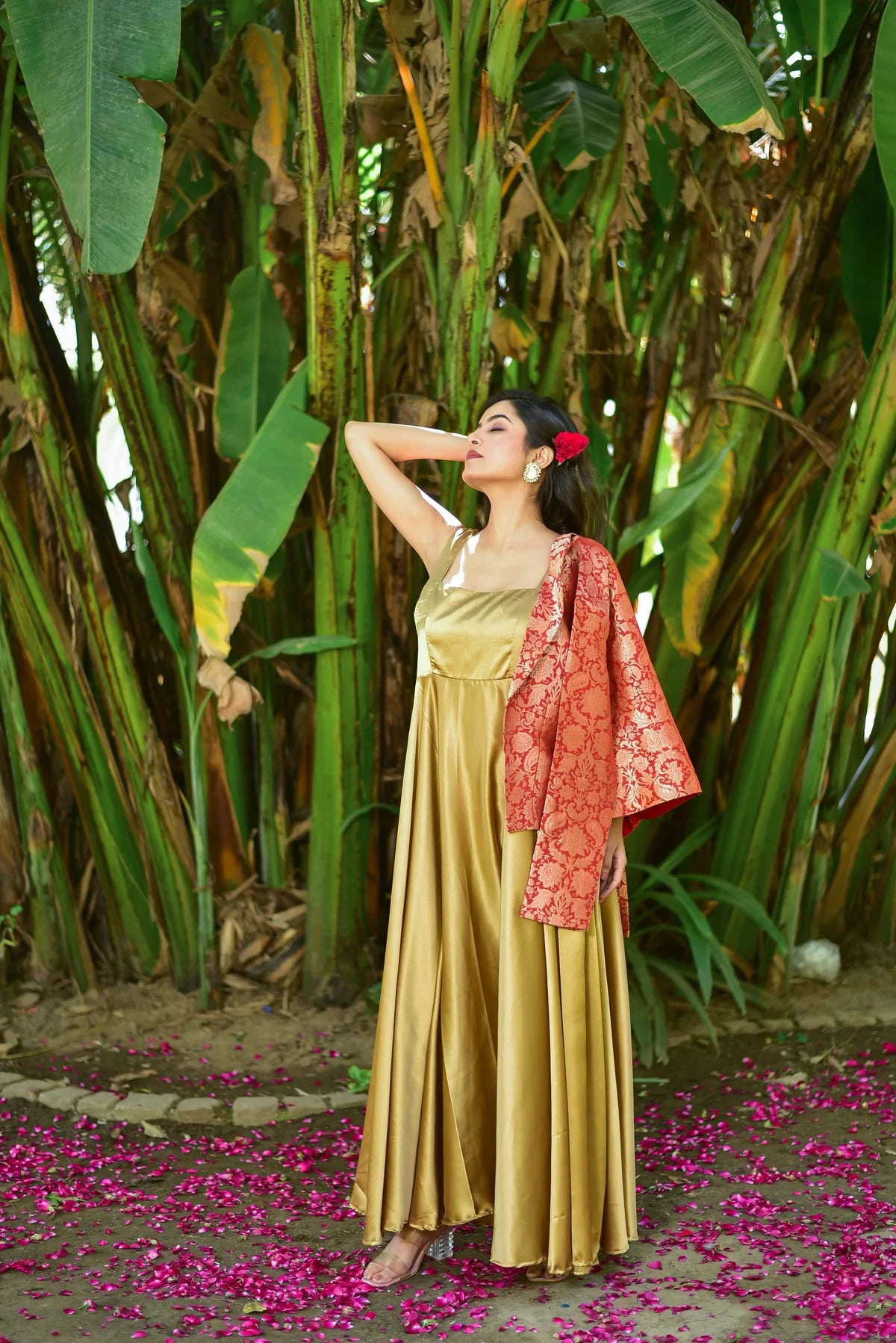 Dazzling Gold Festive Duo Side View - Designer Ethnic Wear