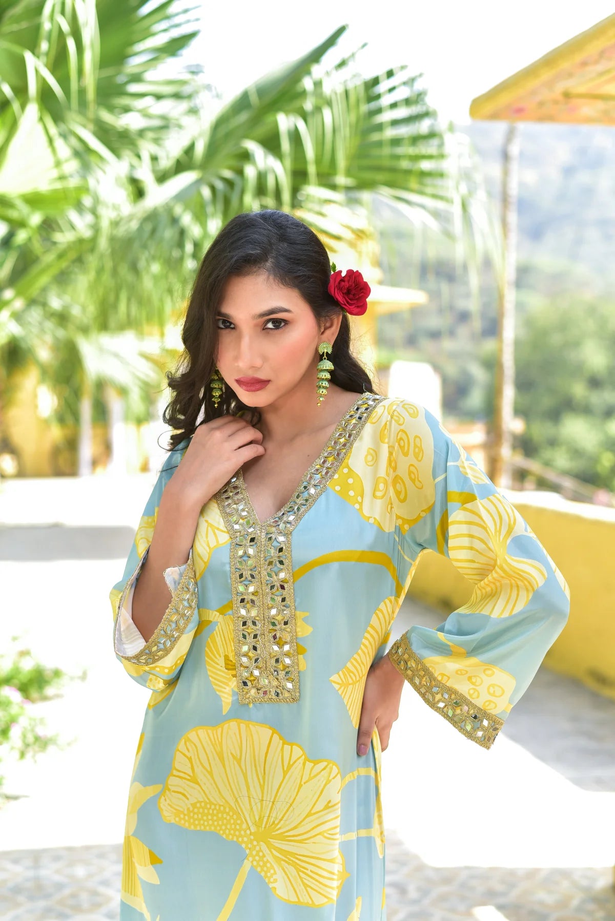 Lemon Gala Afghani Dress View 9 - Designer Ethnic Wear
