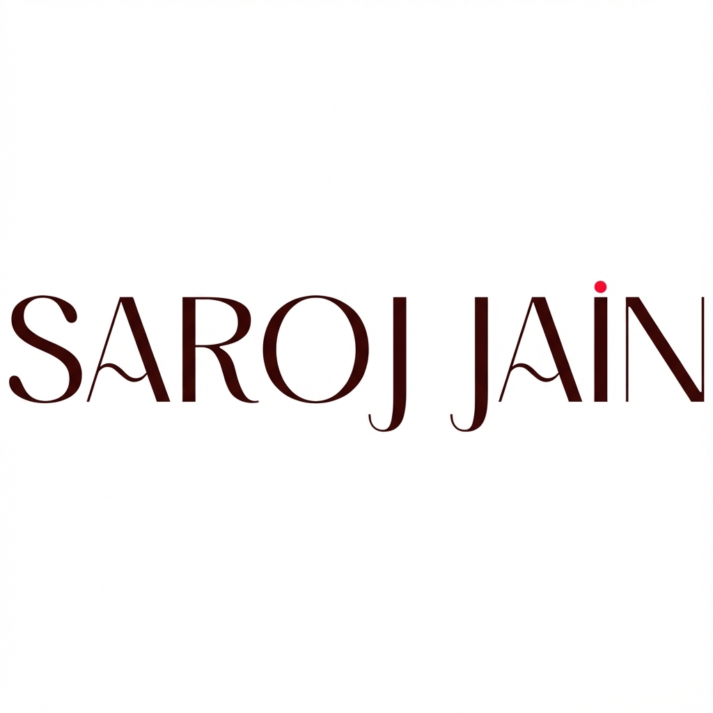 Saroj Jain logo in brown text